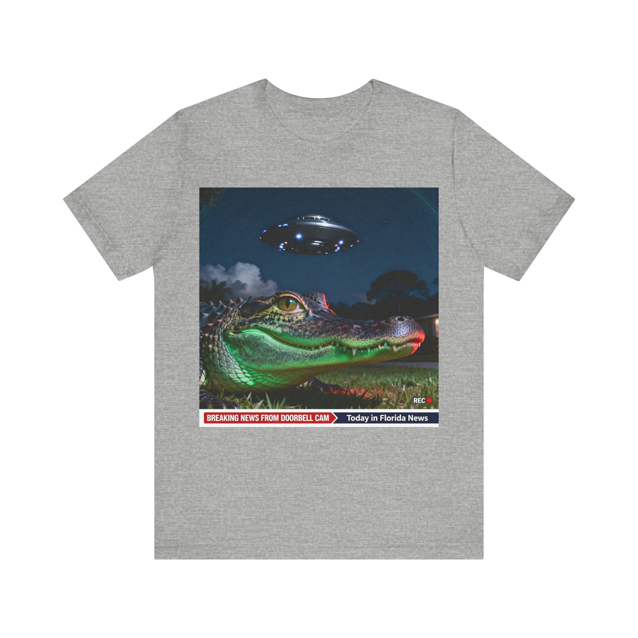Florida Gator UFO Shirt – Funny “Doorbell Cam Breaking News” Tee | Alien Encounter Florida Man T-Shirt Please Note: (Sizes may run slightly small)