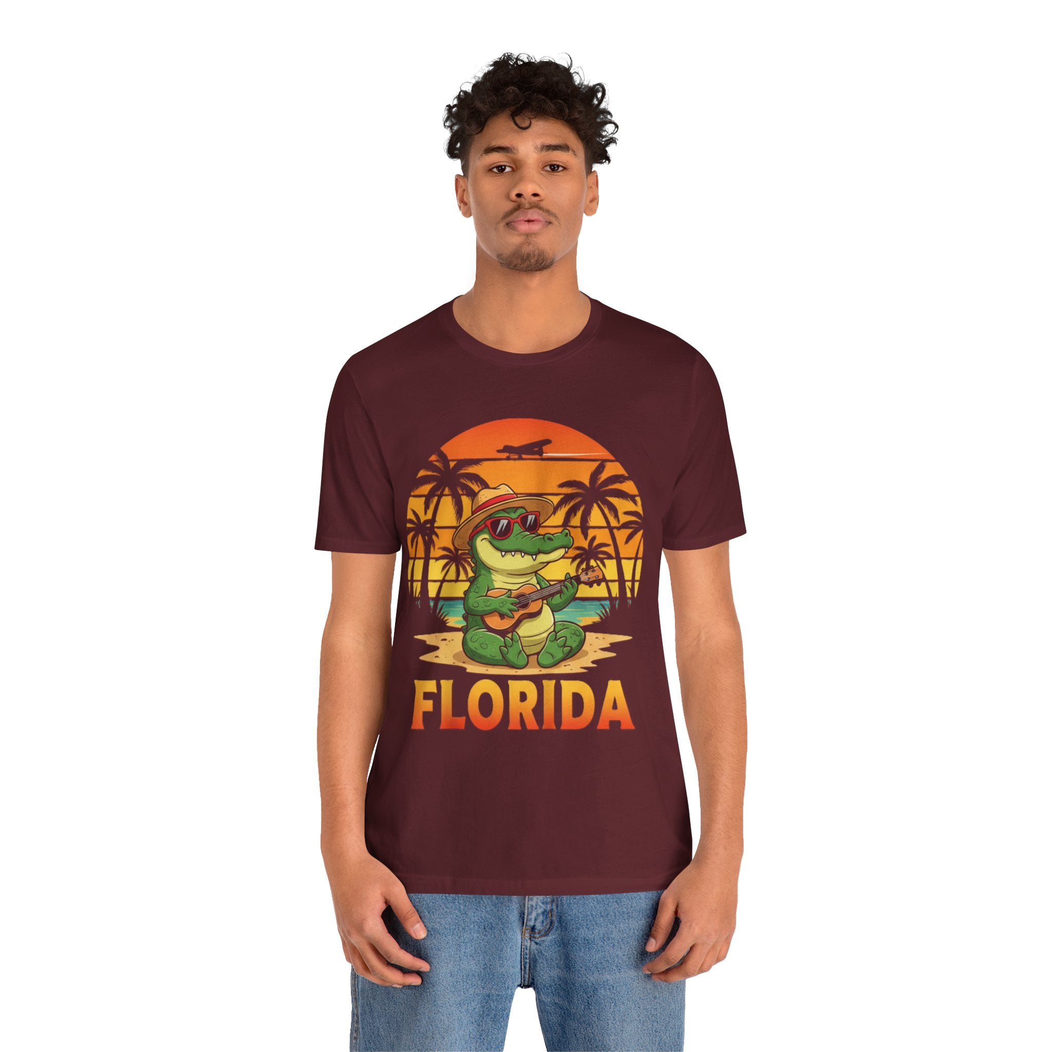 Florida Alligator Sunset T-Shirt – Chill Gator with Guitar Beach Vibes Tee