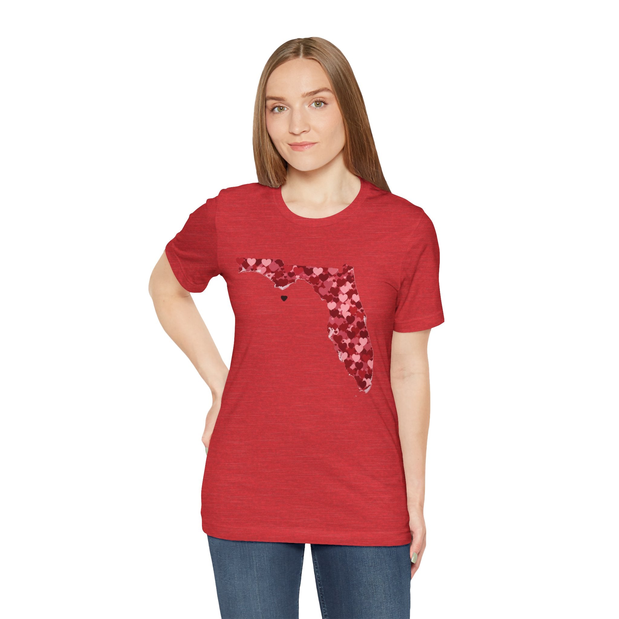 Florida Valentine’s Day Shirt – Heart Map Sunshine State Tee