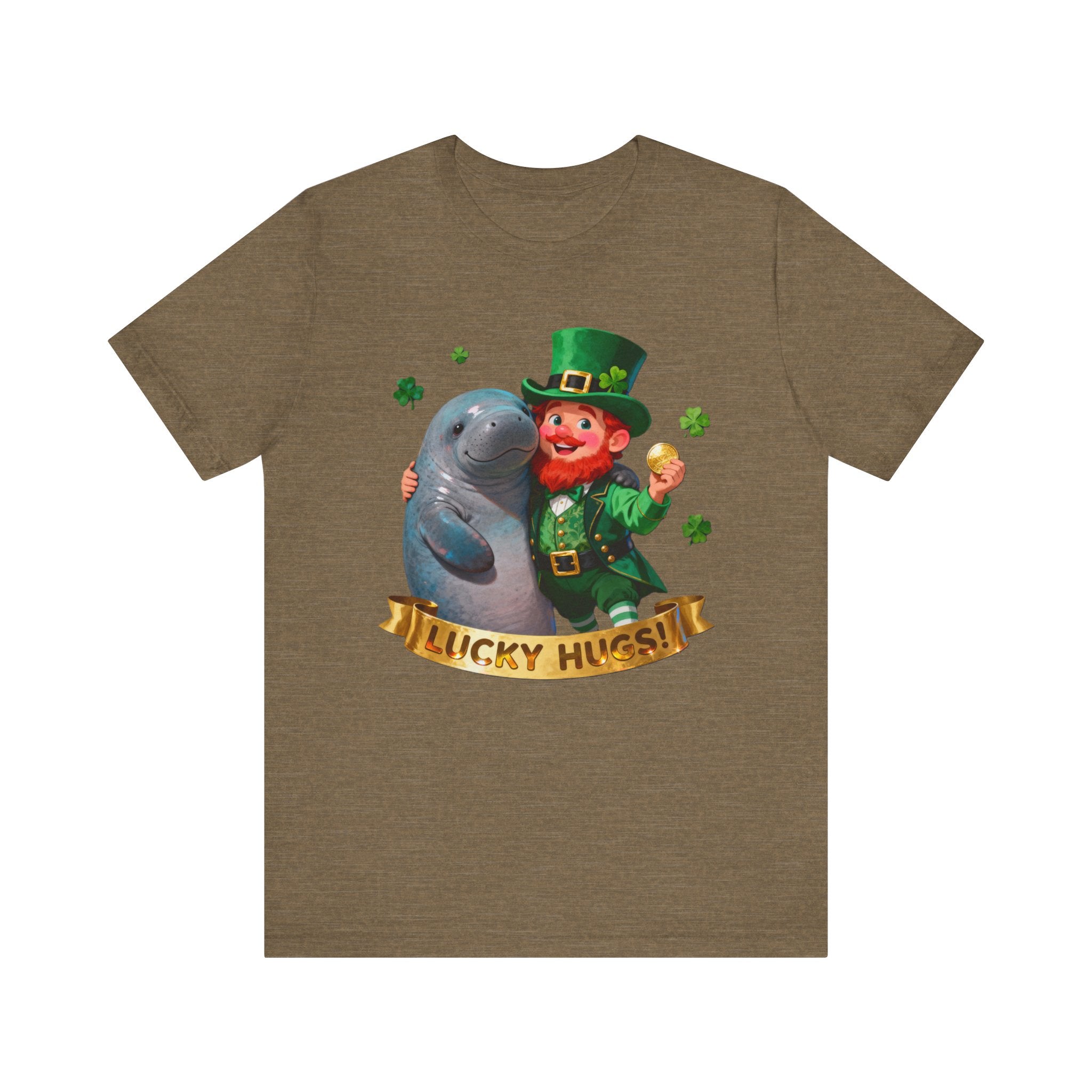 Lucky Hugs Shirt – Funny St. Patrick’s Day Manatee & Leprechaun Tee | Cute Irish Florida T-Shirt Please Note: (Sizes may run slightly small)