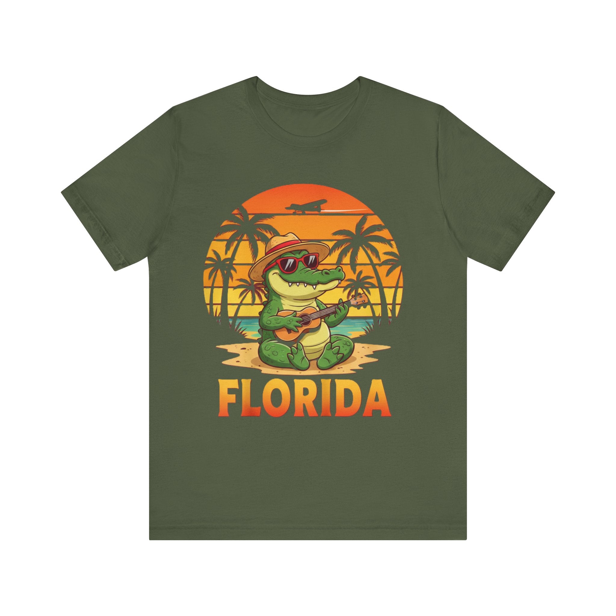 Florida Alligator Sunset T-Shirt – Chill Gator with Guitar Beach Vibes Tee