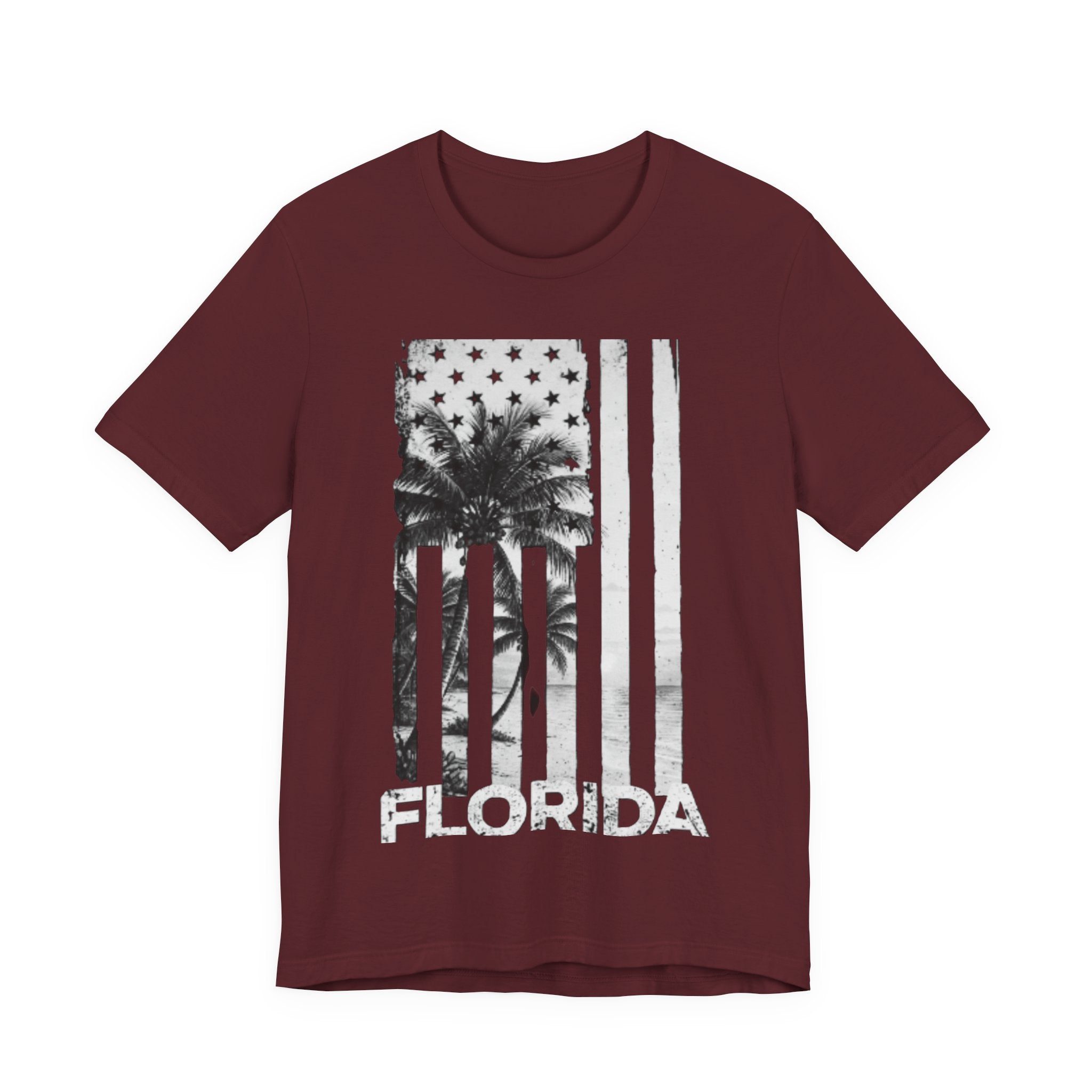 Distressed Black & White Palm Tree Beach Tee