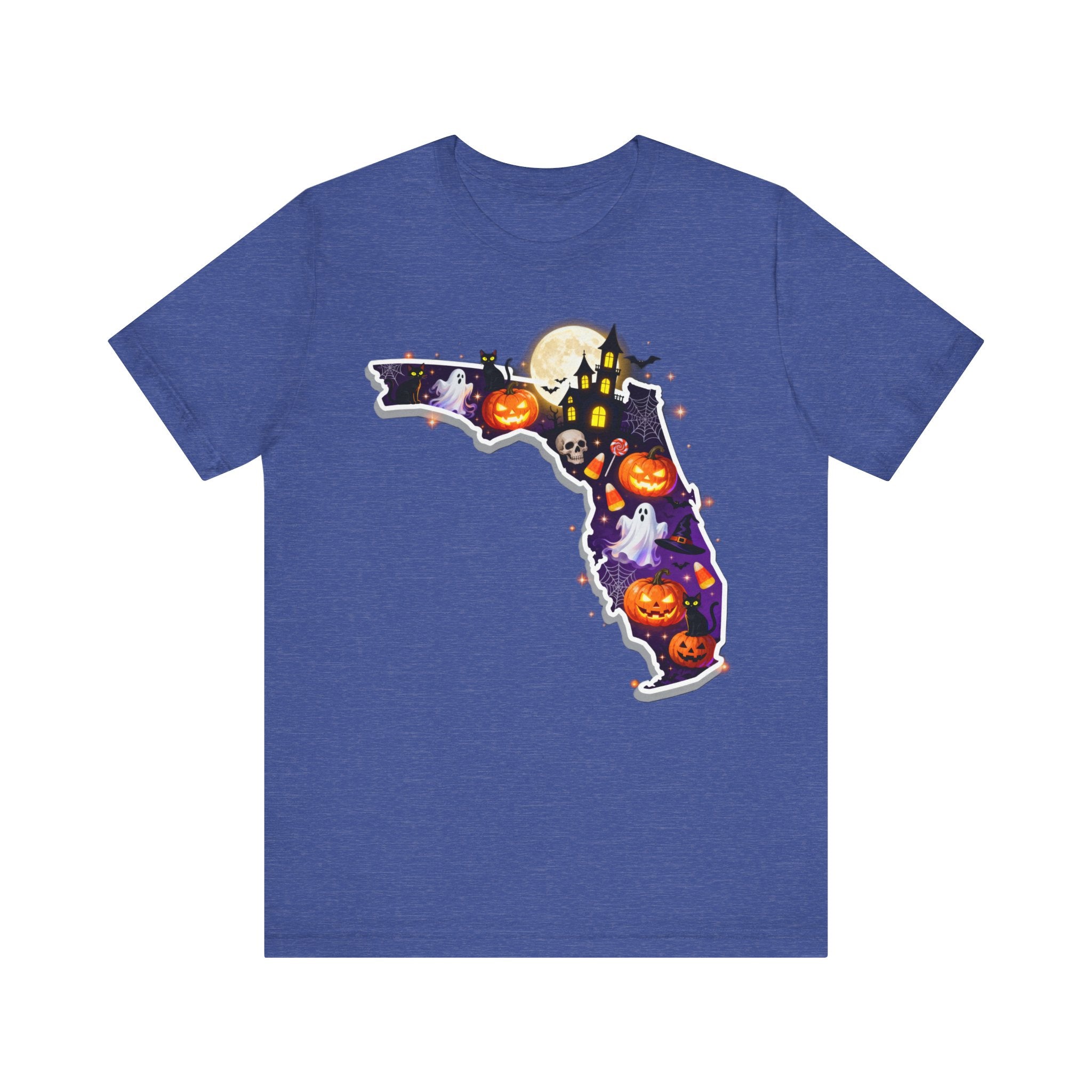 Florida Halloween Shirt – Spooky Sunshine State Tee | Ghosts, Pumpkins & Black Cat Halloween T-Shirt Please Note: (Sizes may run slightly small)