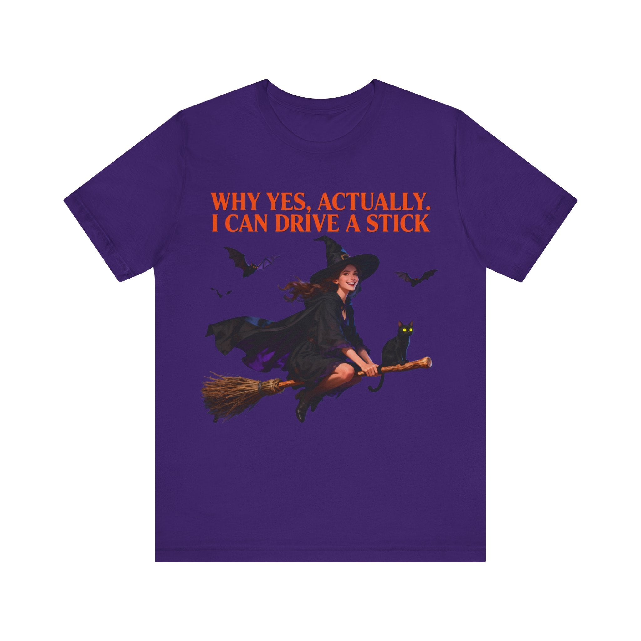 Funny Witch Shirt – “Why Yes, Actually. I Can Drive a Stick” Tee