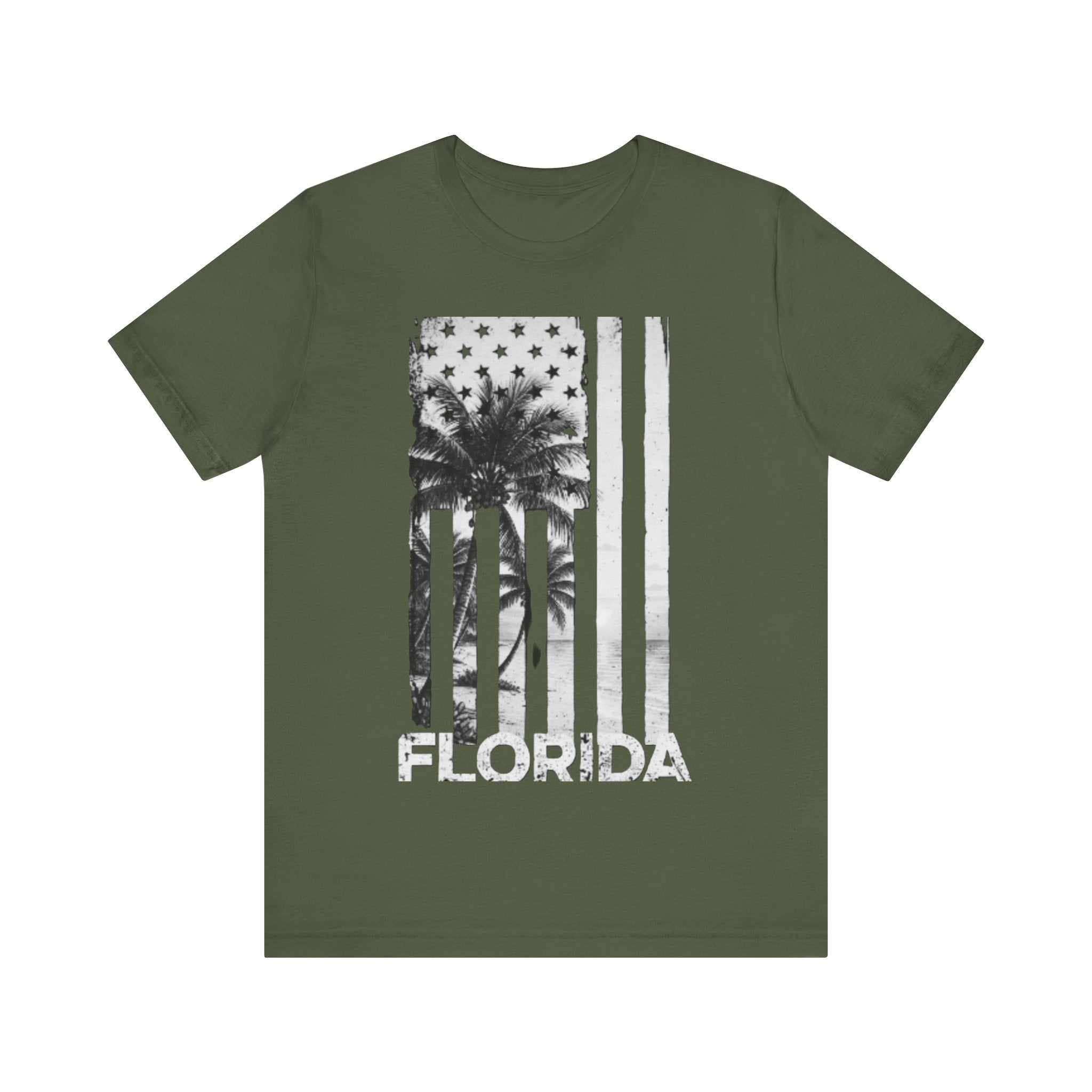 Florida Flag Shirt – Distressed Black & White Palm Tree Beach Tee | Patriotic Florida Pride T-Shirt Please Note: (Sizes may run slightly small)