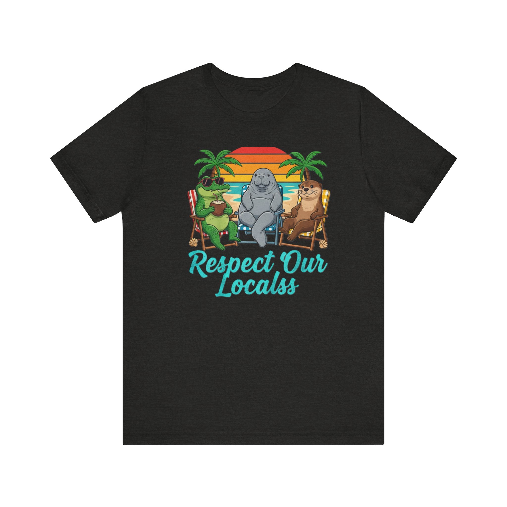 Respect Our Locals Florida T-Shirt – Funny Beach Wildlife Tee with Alligator, Manatee & Otter Please Note: (Sizes may run slightly small)