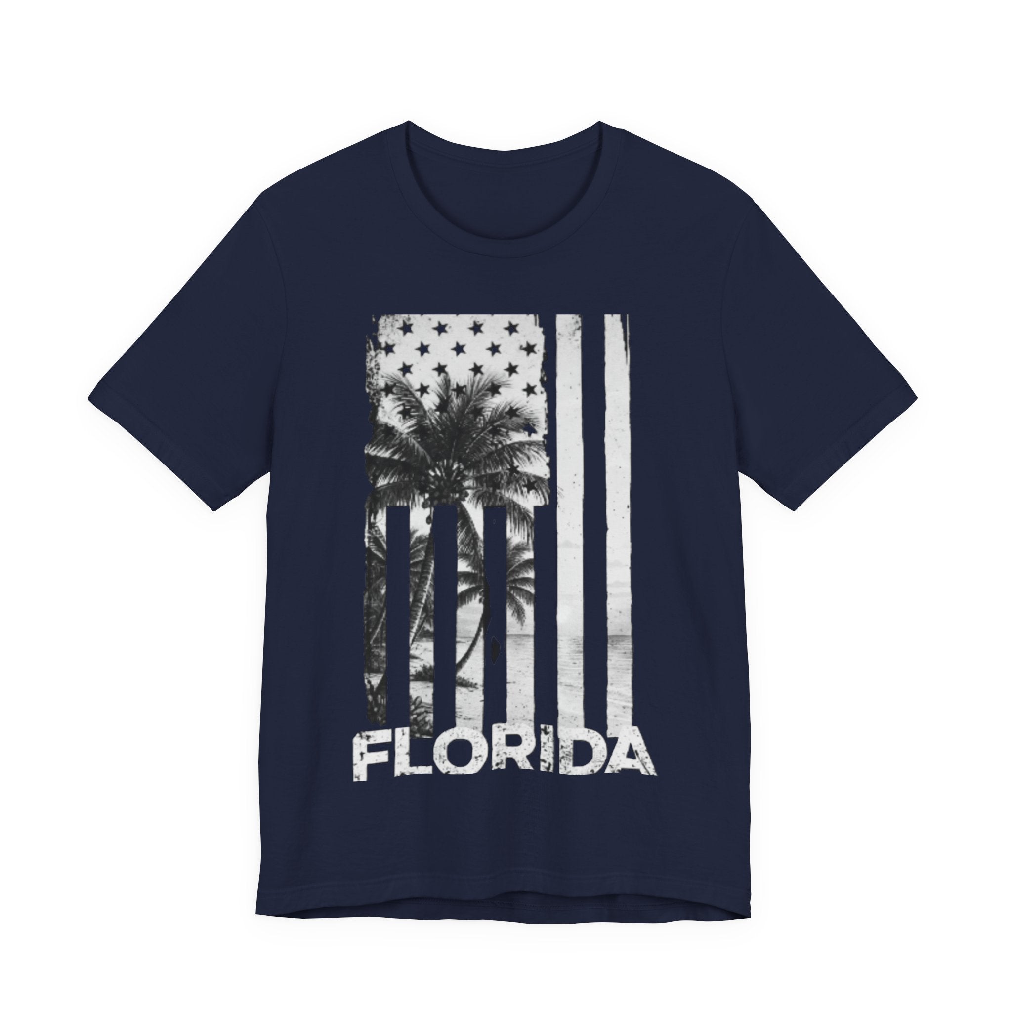 Distressed Black & White Palm Tree Beach Tee