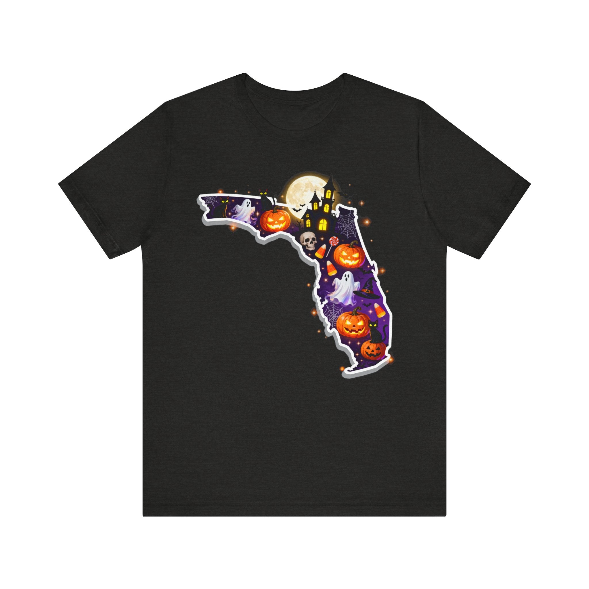 Florida Halloween Shirt – Spooky Sunshine State Tee | Ghosts, Pumpkins & Black Cat Halloween T-Shirt Please Note: (Sizes may run slightly small)