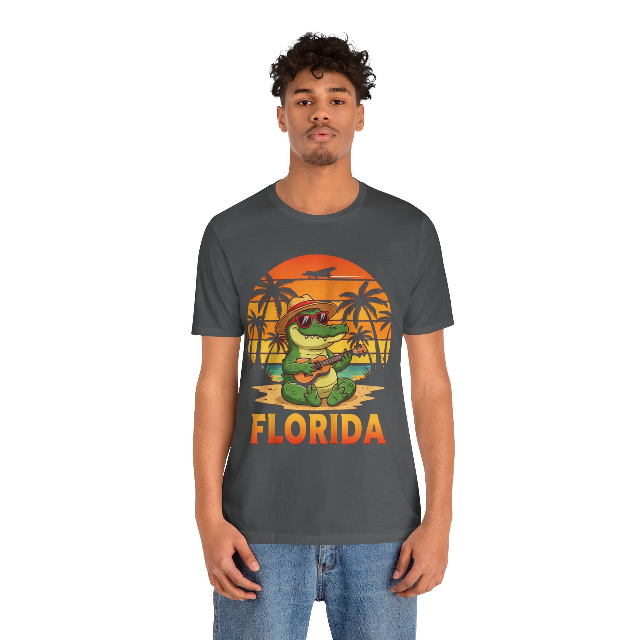 Florida Alligator Sunset T-Shirt – Chill Gator with Guitar Beach Vibes Tee