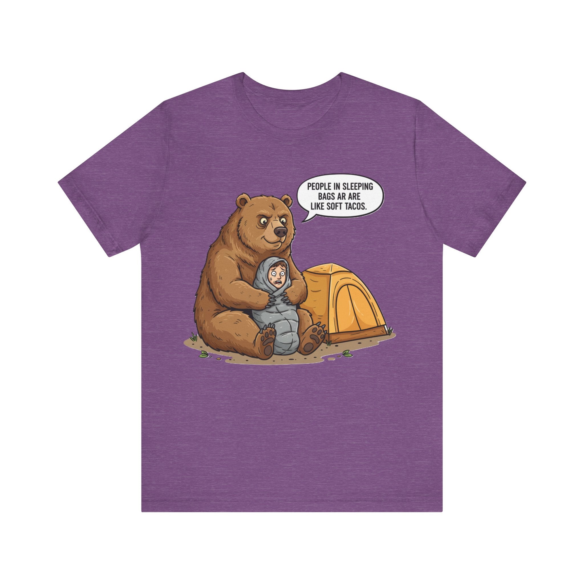Funny Camping T-Shirt – “People in Sleeping Bags Are Like Soft Tacos”