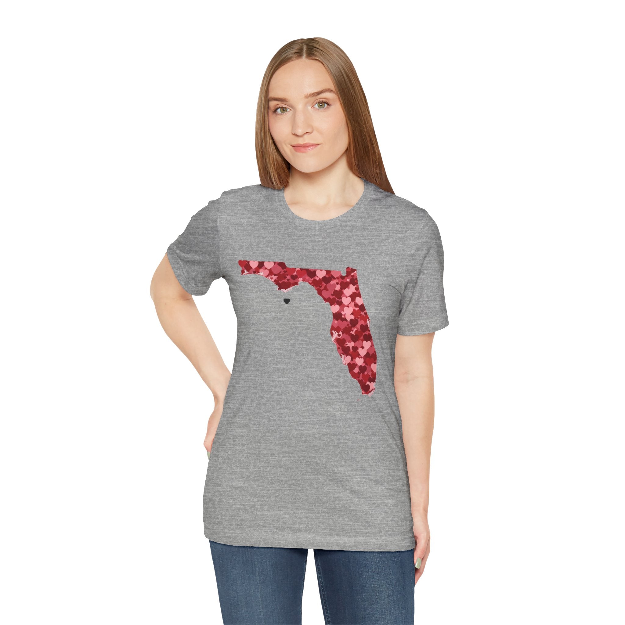 Florida Valentine’s Day Shirt – Heart Map Sunshine State Tee