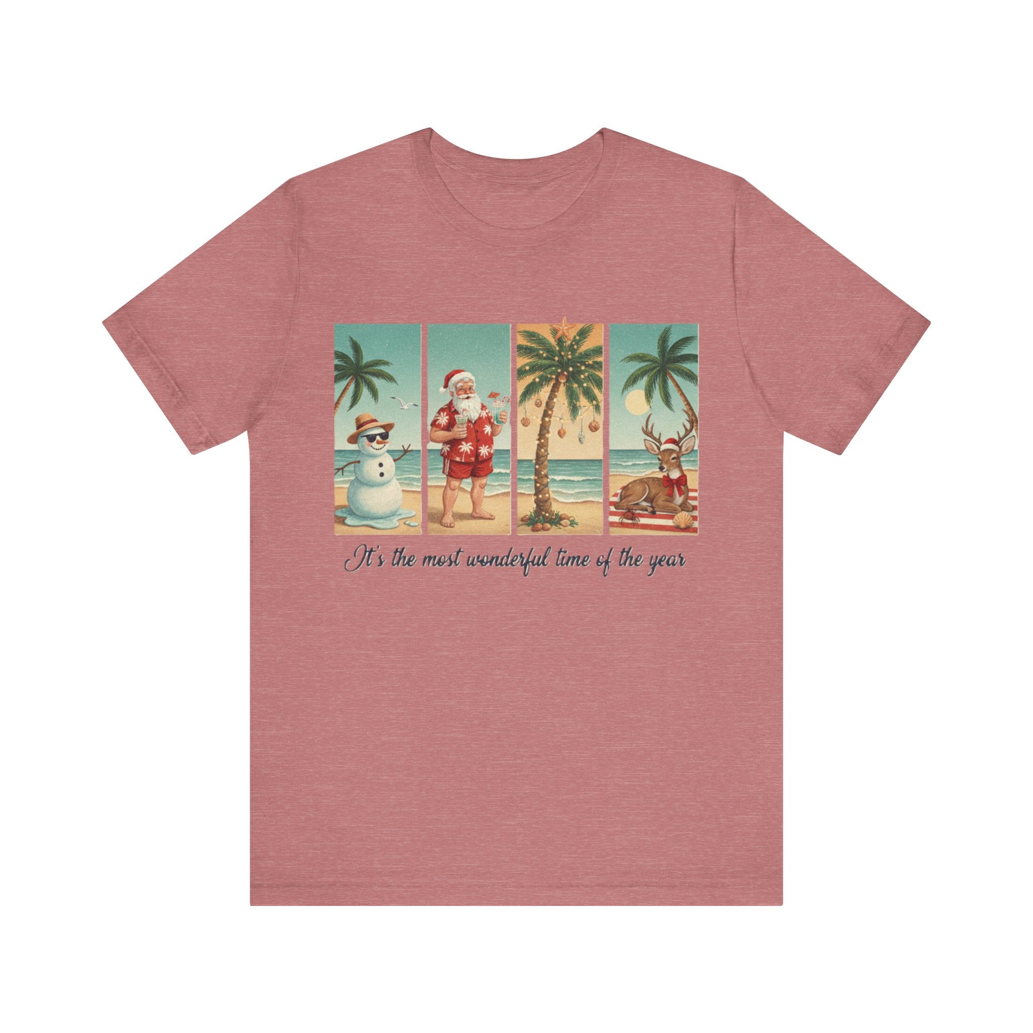 Florida Christmas Beach Shirt – Tropical Holiday Santa, Snowman & Reindeer Tee