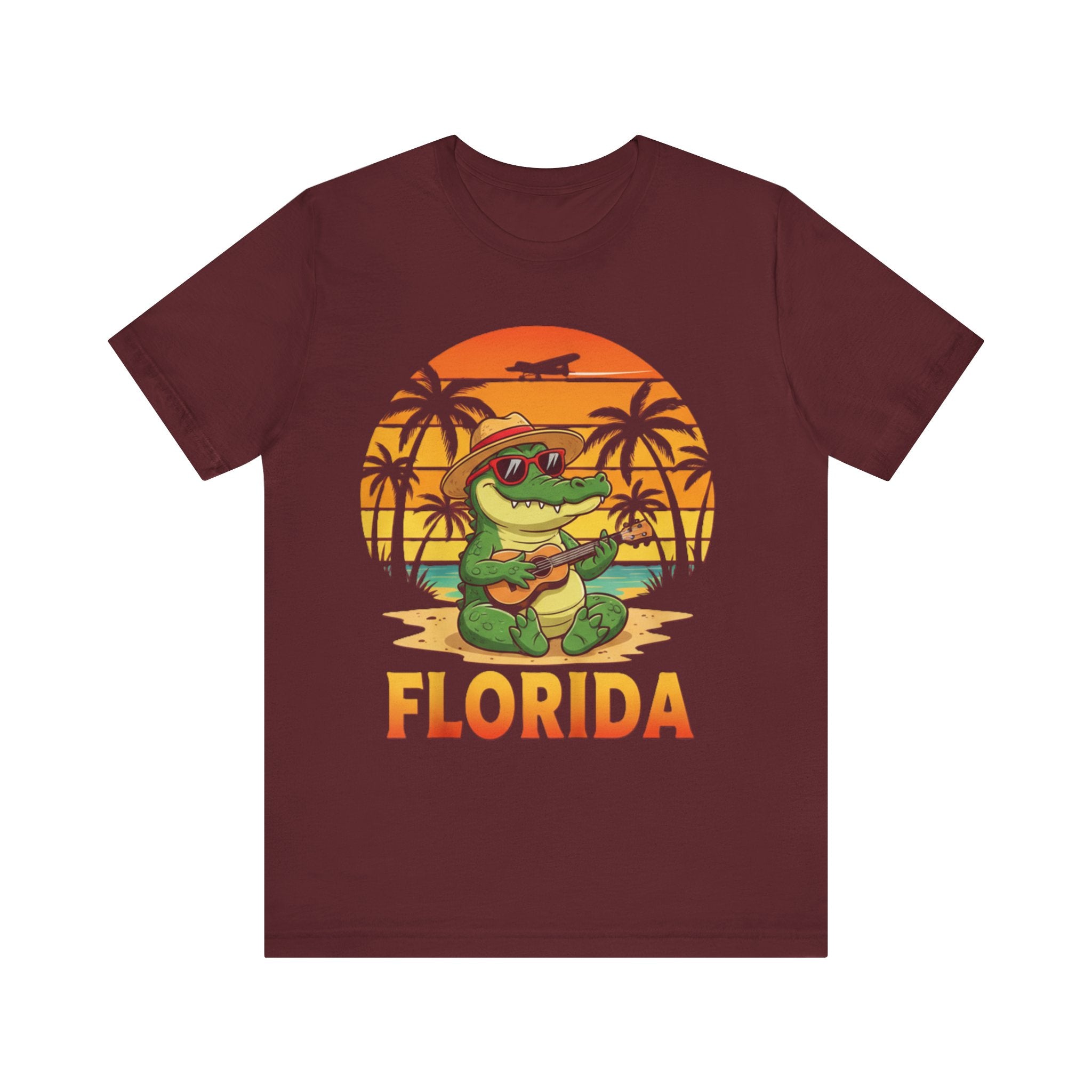 Florida Alligator Sunset T-Shirt – Chill Gator with Guitar Beach Vibes Tee