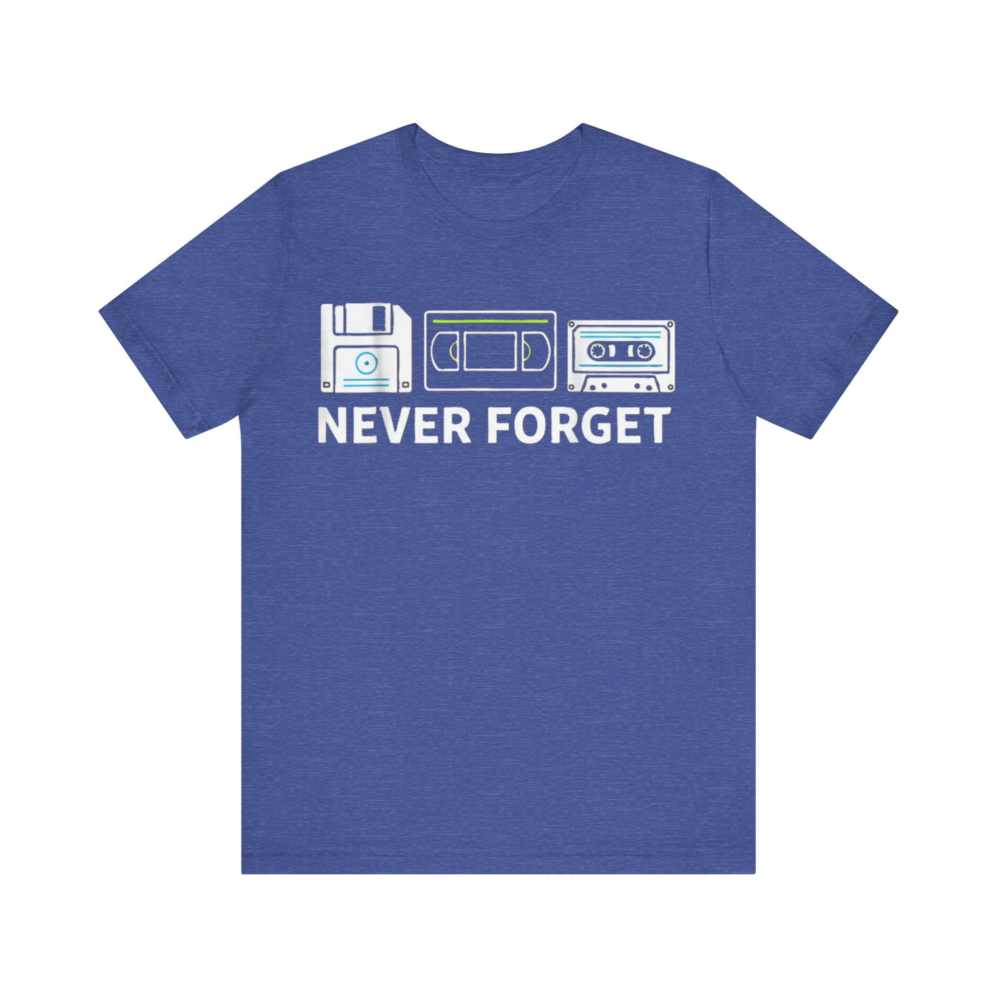 Never Forget Retro Tech Tee – Floppy Disk, VHS & Cassette Tape Nostalgia T-Shirt Please Note: (Sizes may run slightly small)