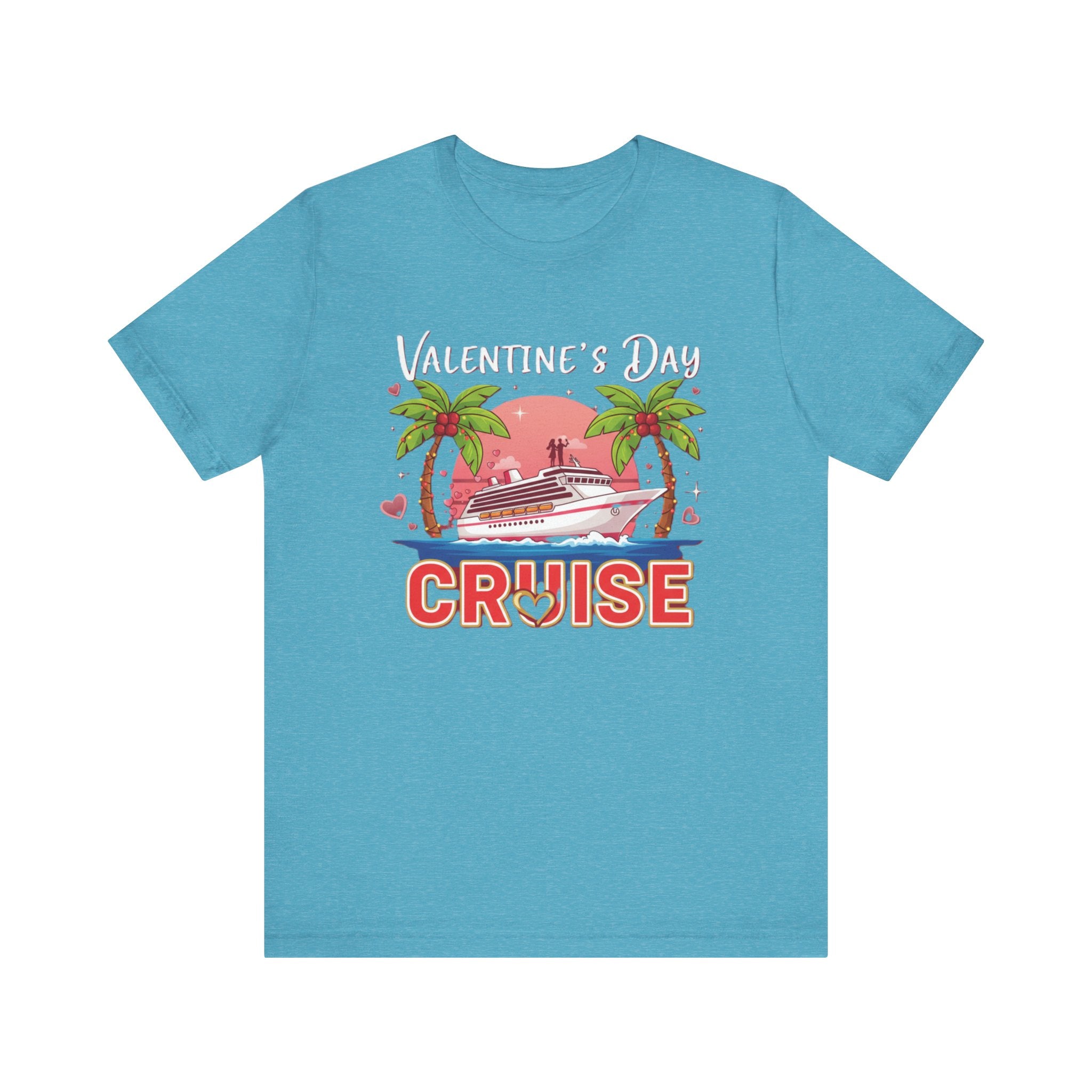 Valentine’s Day Cruise Shirt – Romantic Couple Vacation Tee | Tropical Love Boat T-Shirt for Cruise Lovers Please Note: (Sizes may run slightly small)