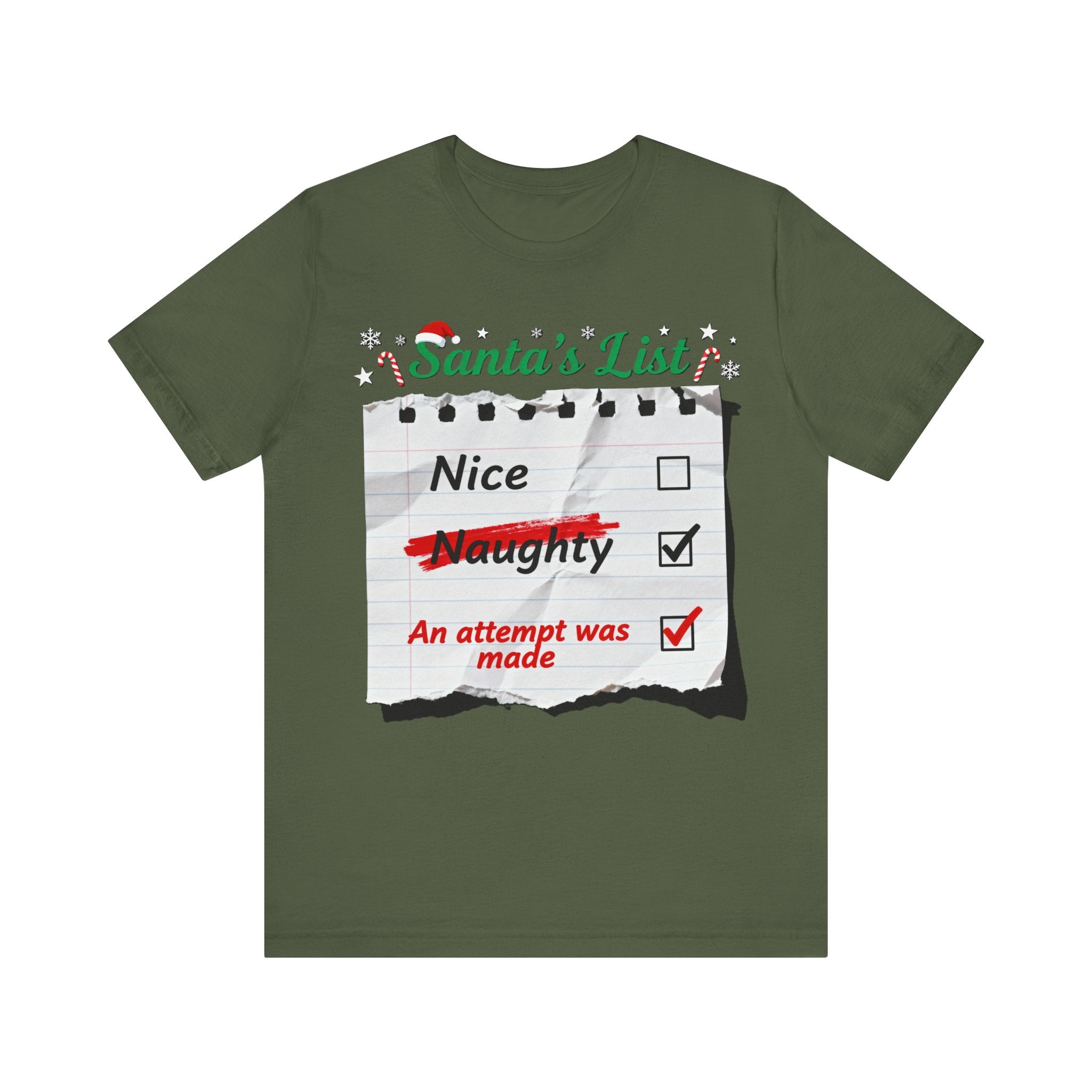 Santa’s List Shirt – Funny Christmas “An Attempt Was Made” Tee | Naughty or Nice Holiday Humor T-Shirt Please Note: (Sizes may run slightly small)