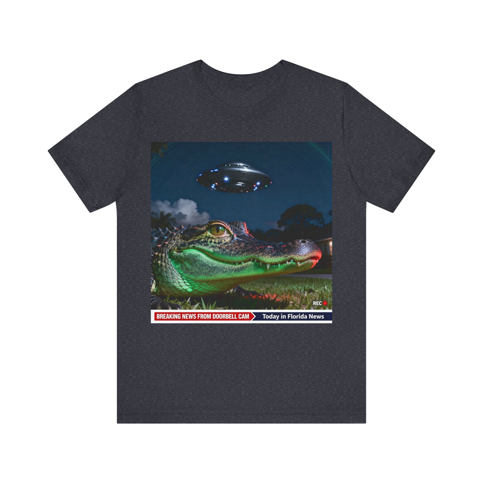 Florida Gator UFO Shirt – Funny “Doorbell Cam Breaking News” Tee | Alien Encounter Florida Man T-Shirt Please Note: (Sizes may run slightly small)