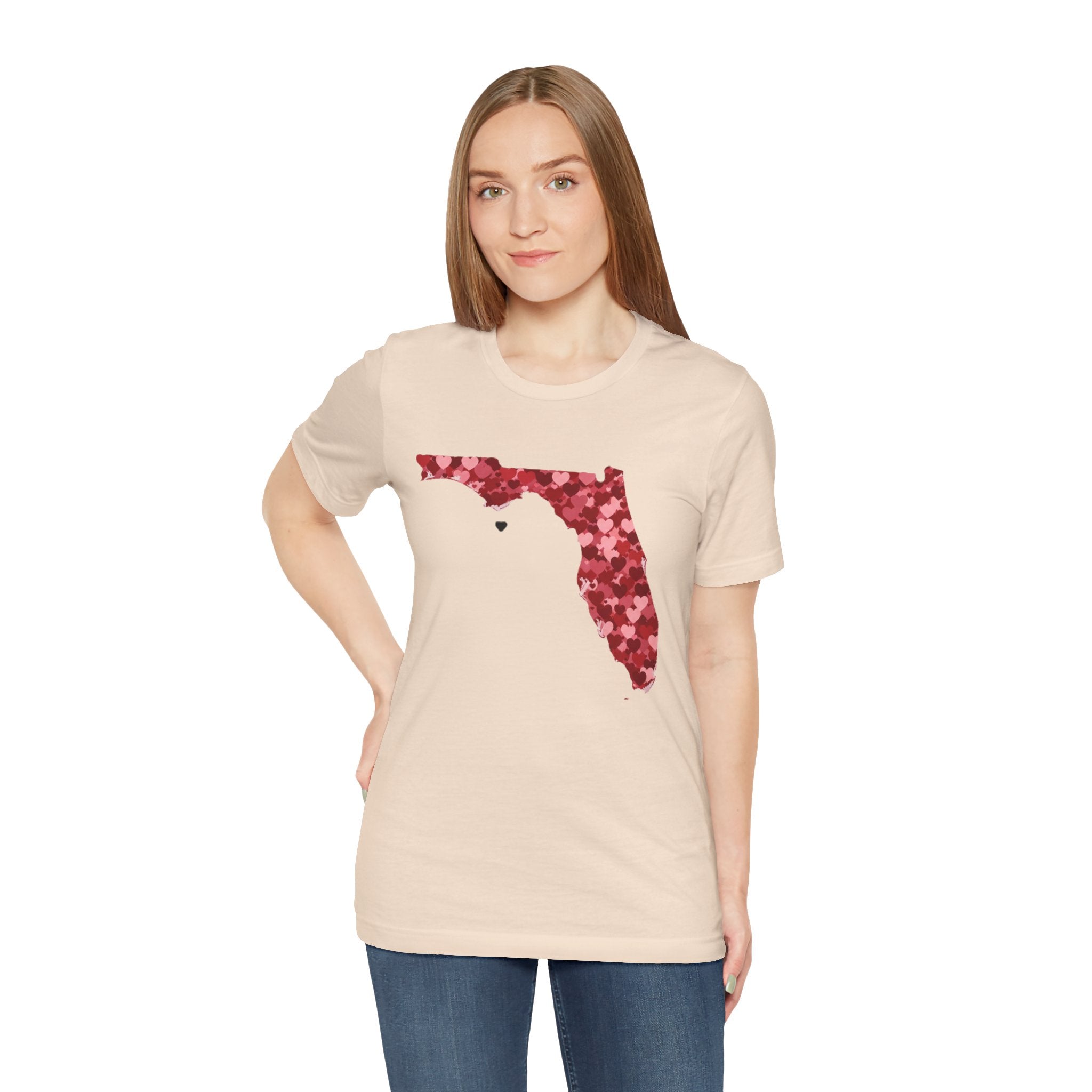 Florida Valentine’s Day Shirt – Heart Map Sunshine State Tee