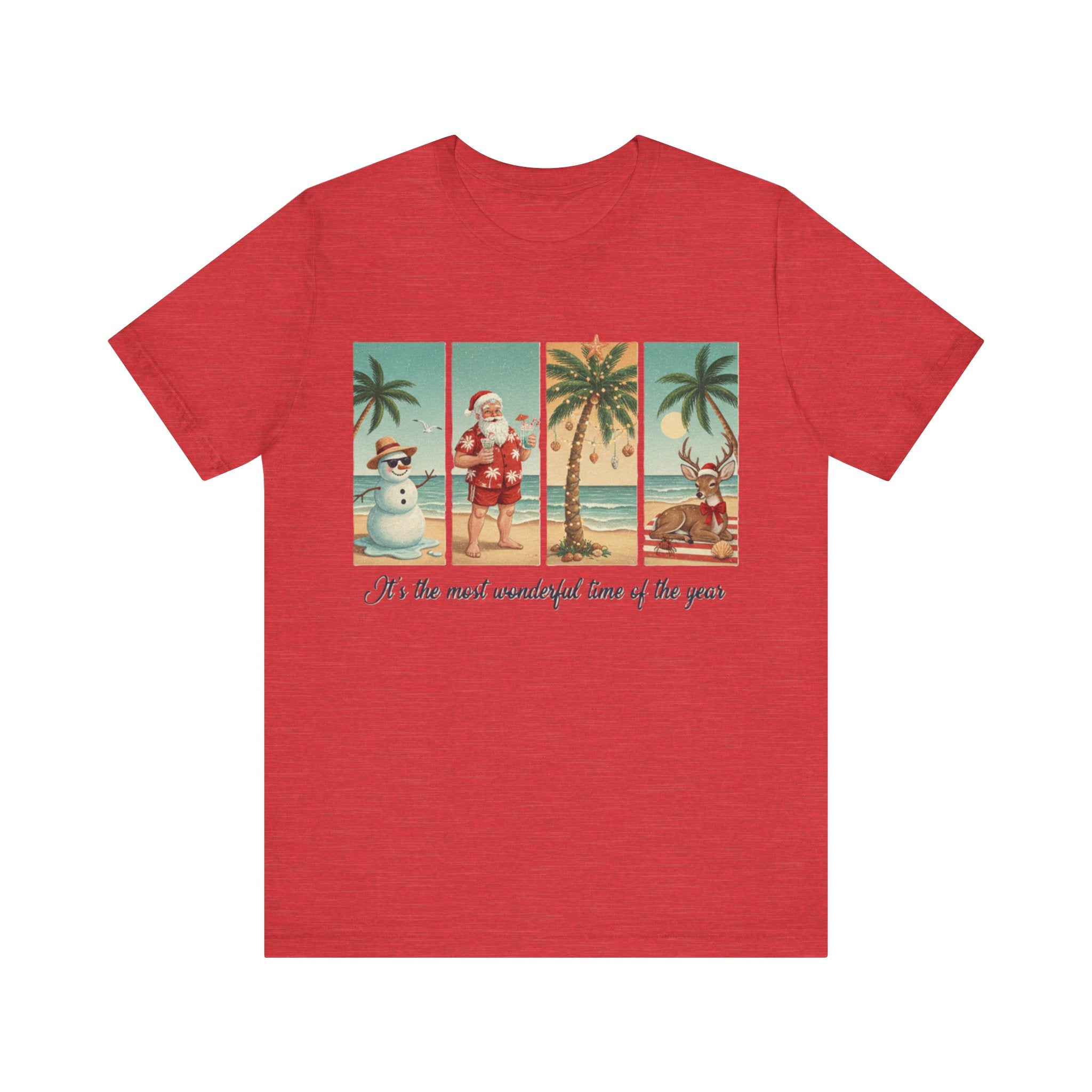 Florida Christmas Beach Shirt – Tropical Holiday Santa, Snowman & Reindeer Tee