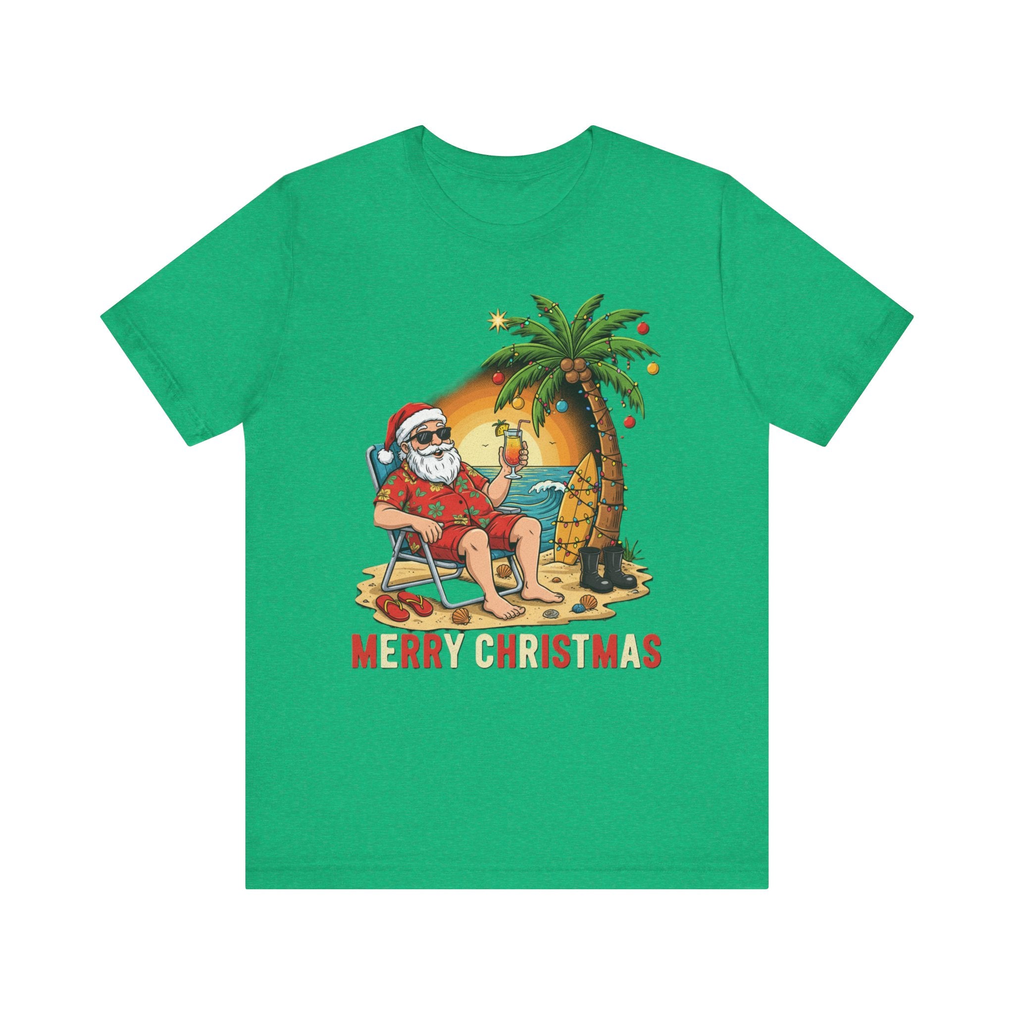 Florida Beach Santa Shirt – Funny Tropical Christmas Tee | Vacation Santa Holiday T-Shirt Please Note: (Sizes may run slightly small)