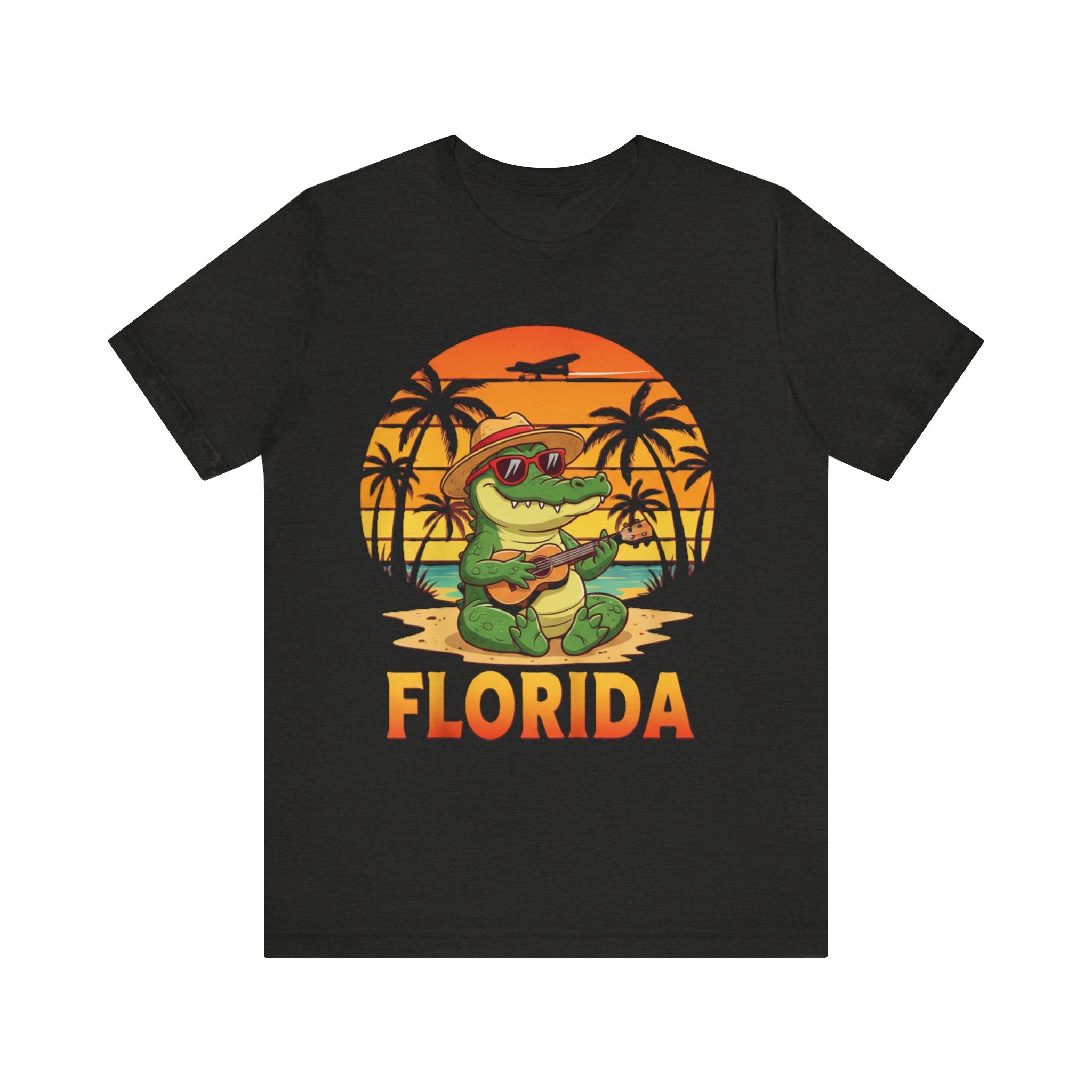 Florida Alligator Sunset T-Shirt – Chill Gator with Guitar Beach Vibes Tee