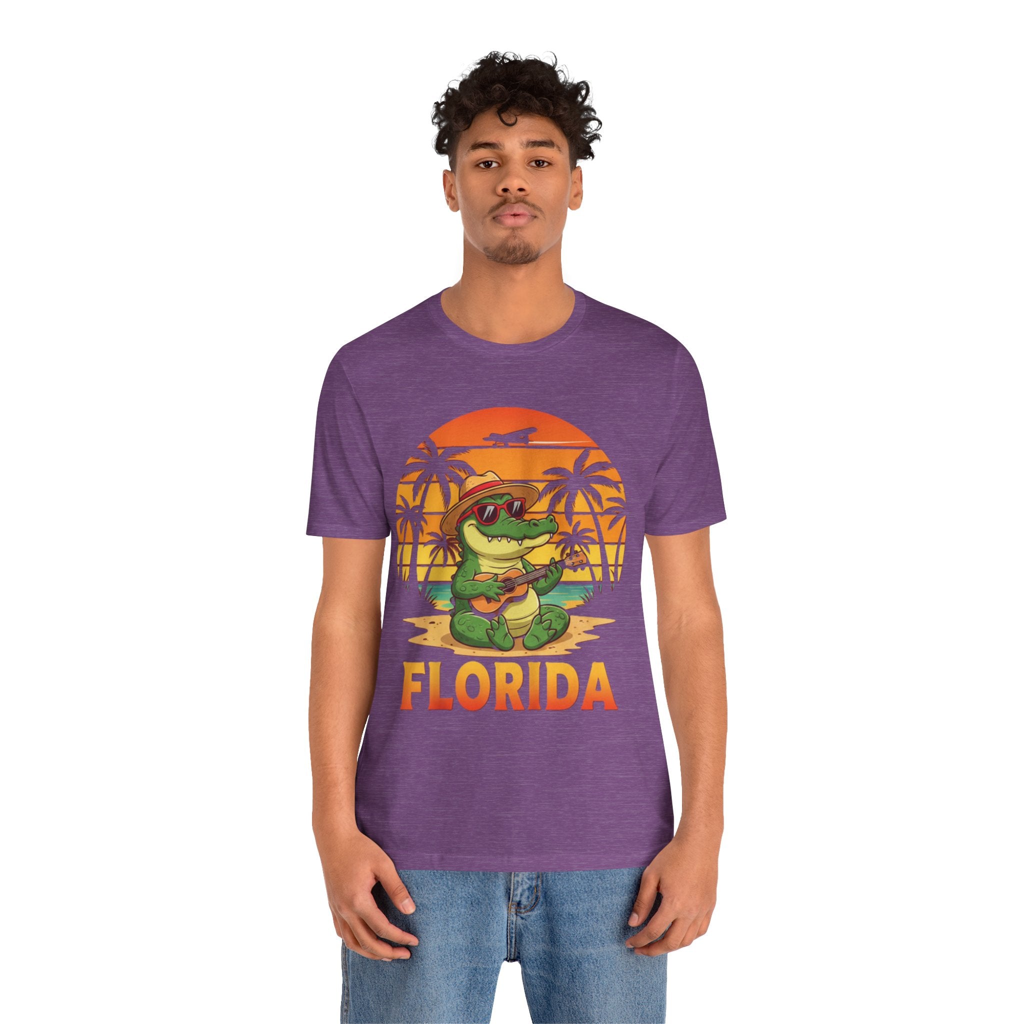 Florida Alligator Sunset T-Shirt – Chill Gator with Guitar Beach Vibes Tee