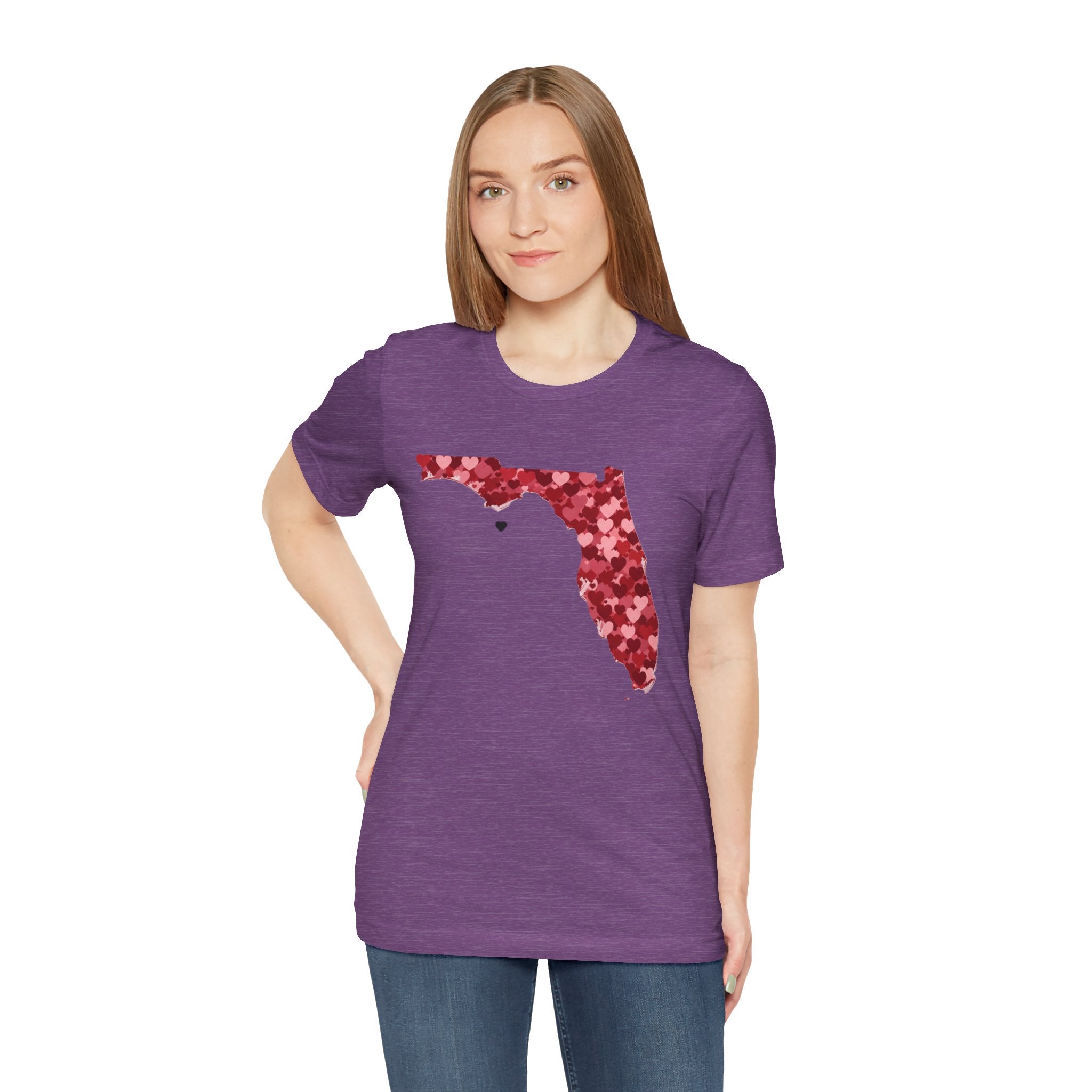 Florida Valentine’s Day Shirt – Heart Map Sunshine State Tee
