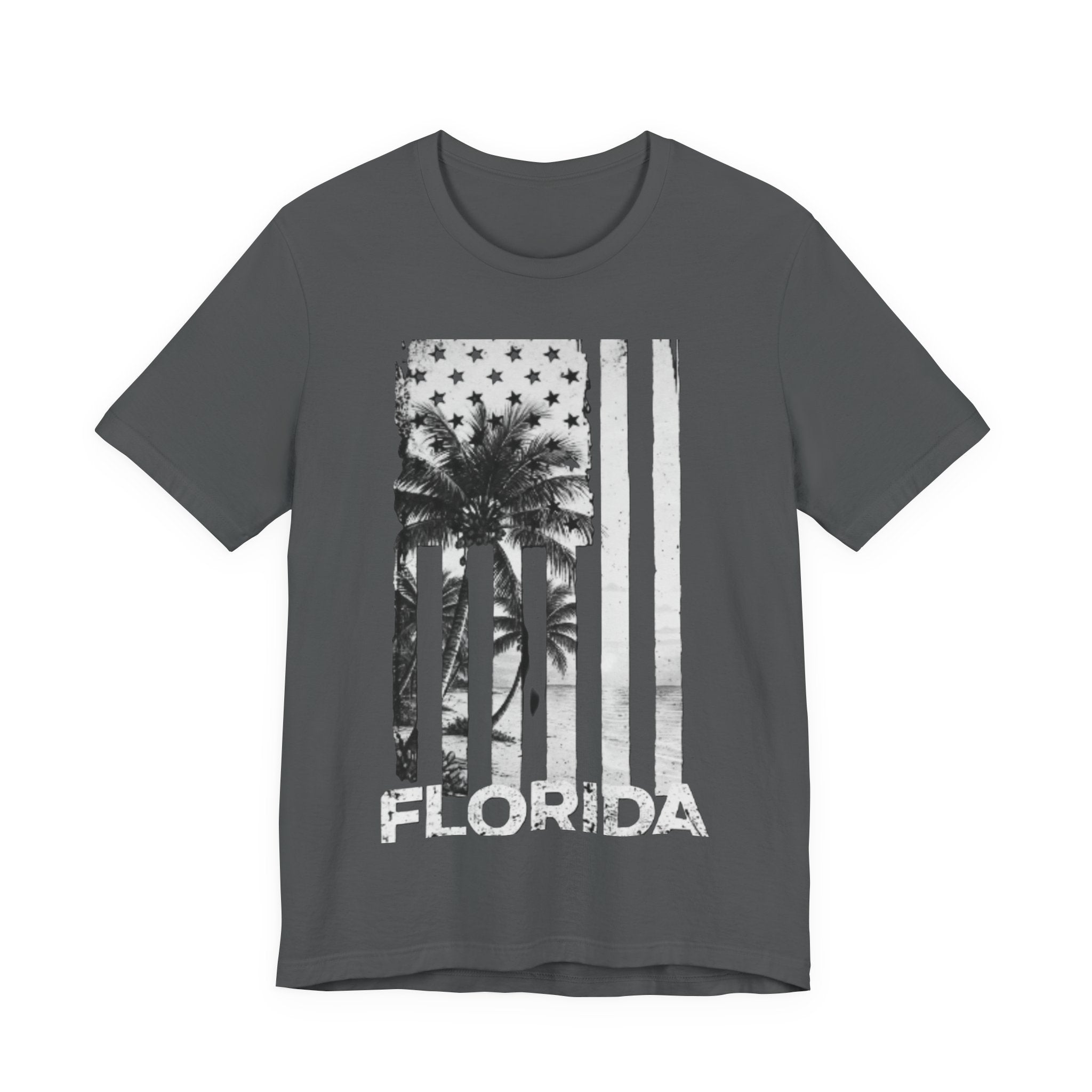 Distressed Black & White Palm Tree Beach Tee