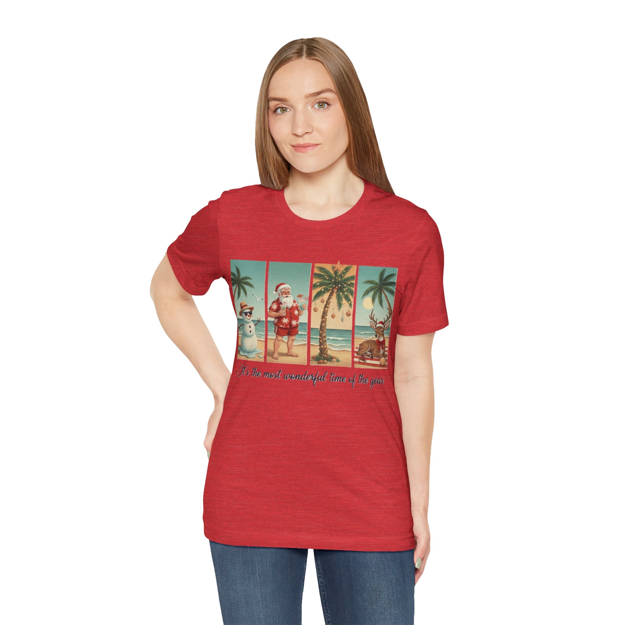 Florida Christmas Beach Shirt – Tropical Holiday Santa, Snowman & Reindeer Tee