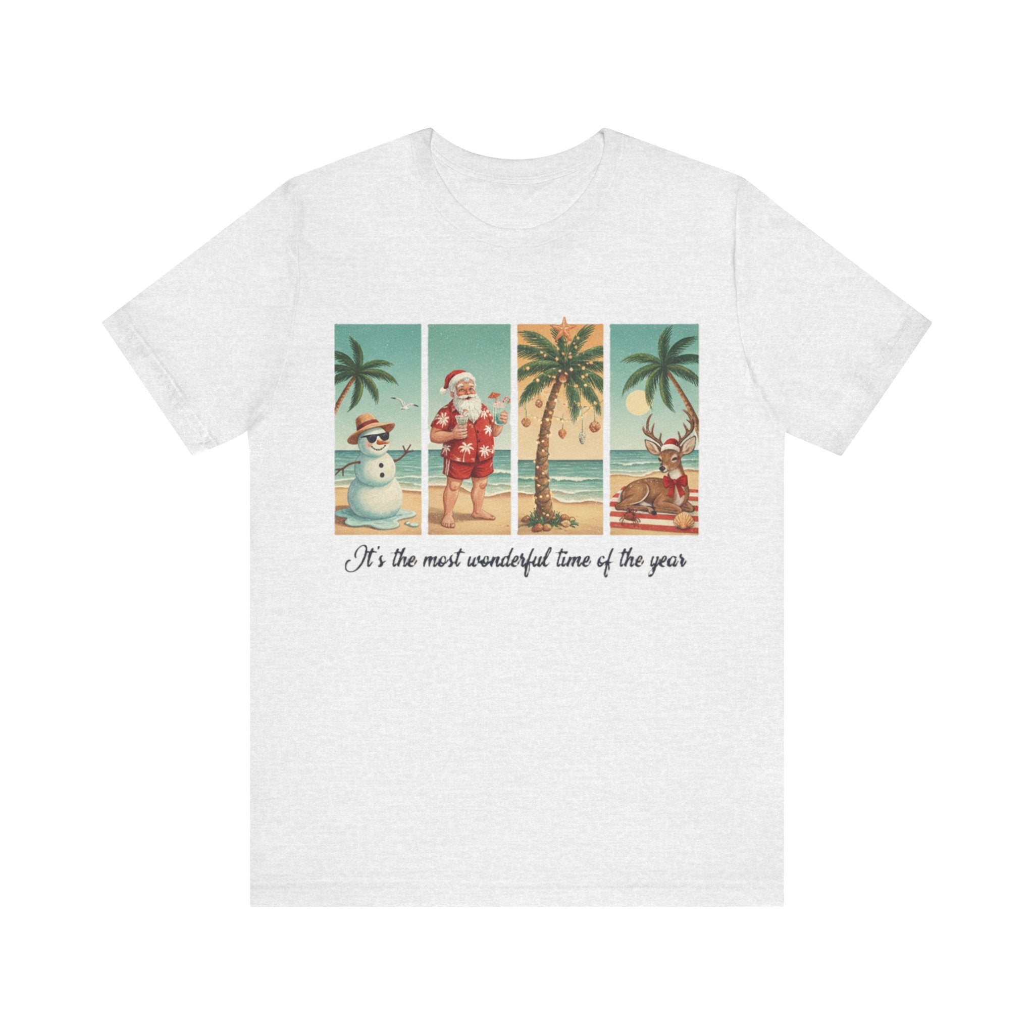 Florida Christmas Beach Shirt – Tropical Holiday Santa, Snowman & Reindeer Tee