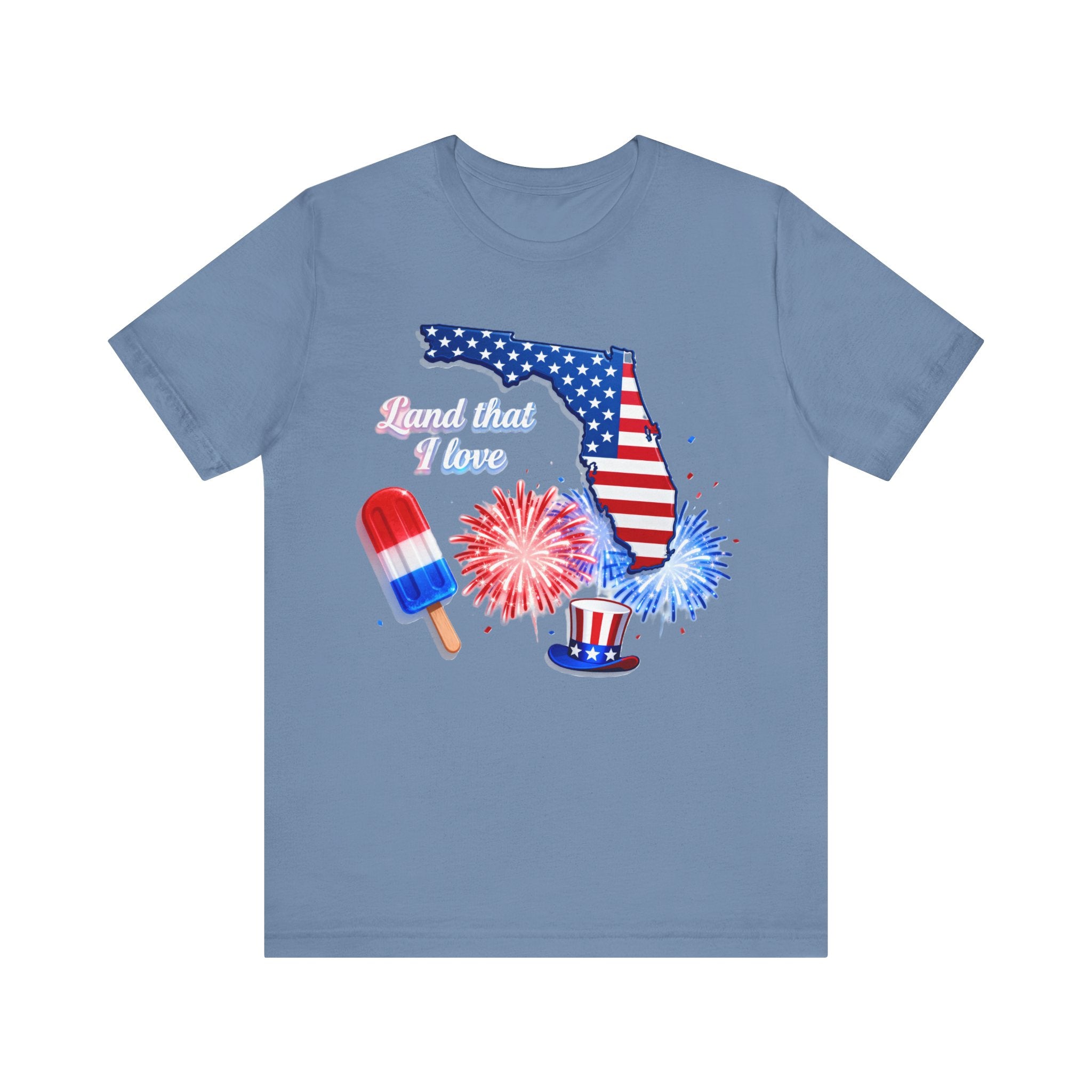 Land That I Love Florida Shirt – Patriotic 4th of July Tee | USA Fireworks Popsicle & State Pride T-Shirt Please Note: (Sizes may run slightly small)