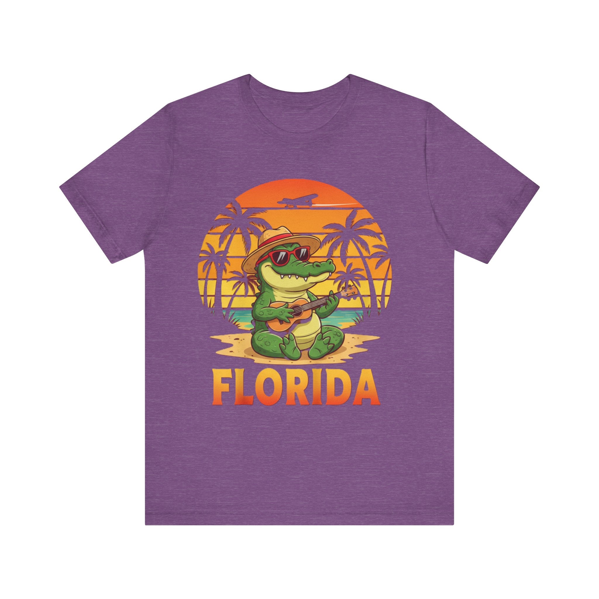 Florida Alligator Sunset T-Shirt – Chill Gator with Guitar Beach Vibes Tee