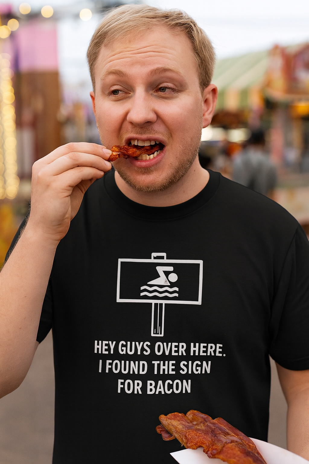 Funny Bacon T-Shirt | “I Found the Sign for Bacon” Unisex Graphic Tee | Humorous Cotton Shirt for Food Lovers