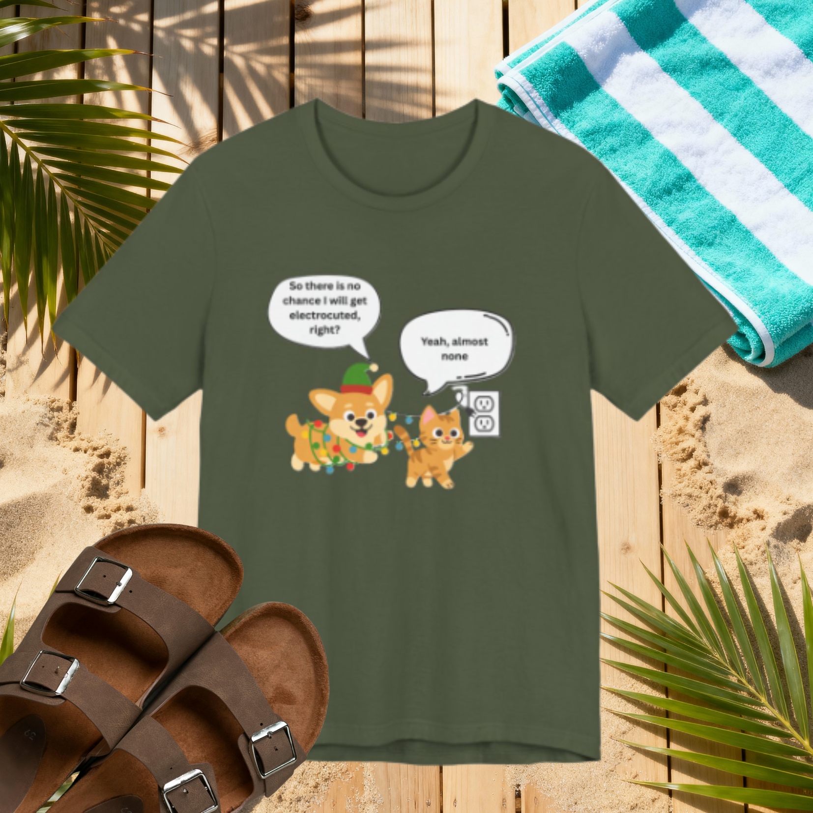 Funny Christmas Dog Shirt – “So There’s No Chance I’ll Get Electrocuted, Right?”