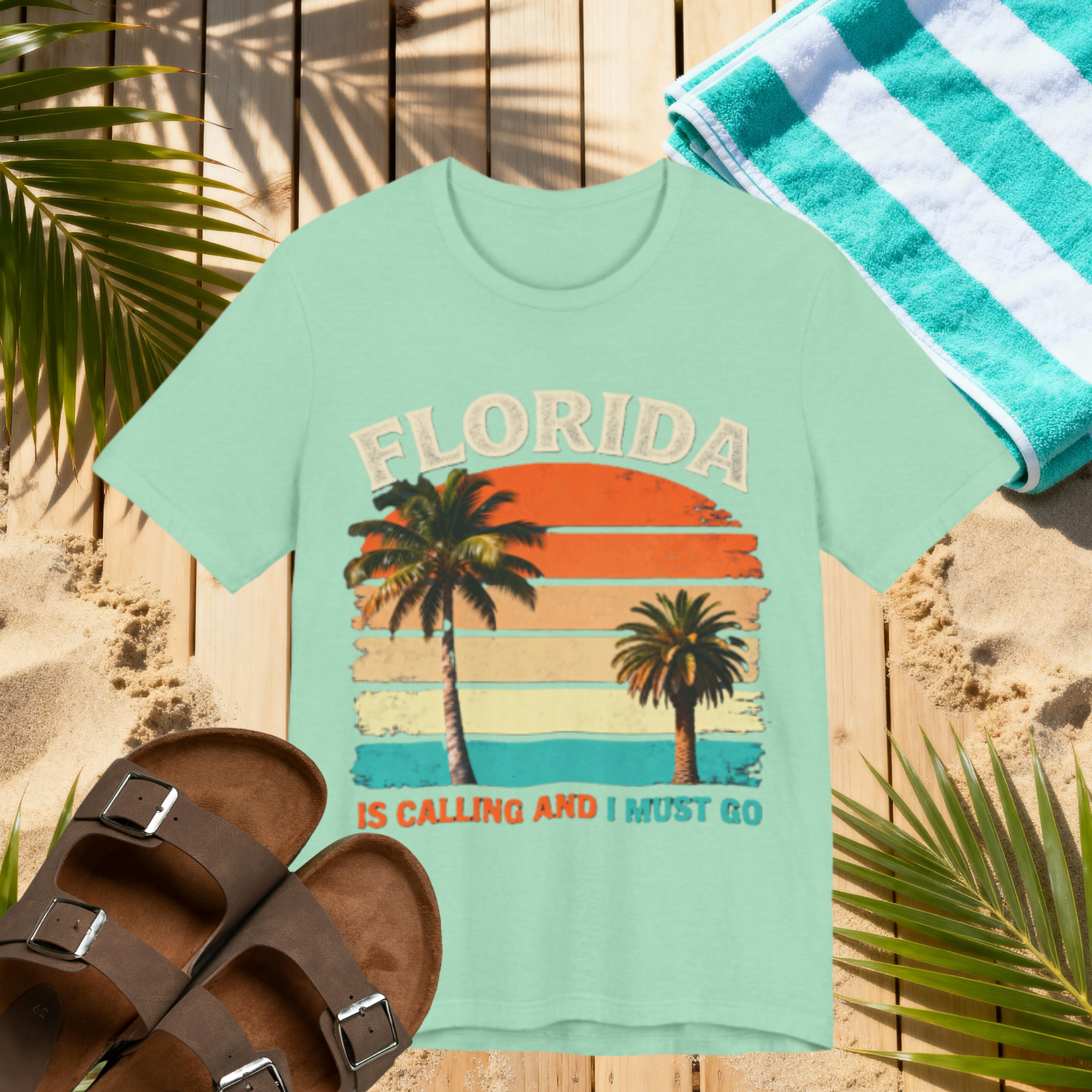 Florida Is Calling and I Must Go Shirt – Vintage Sunset Palm Tree Tee