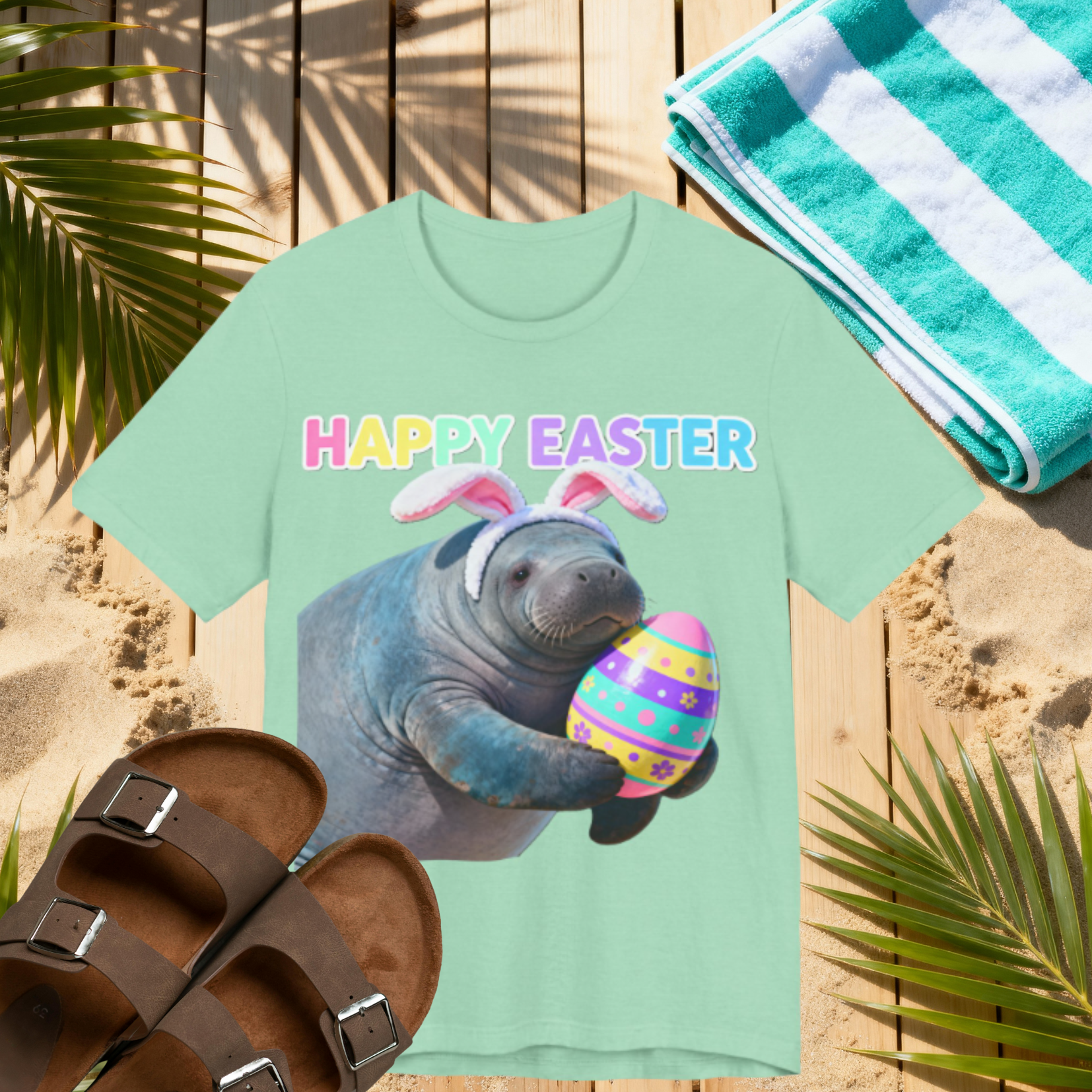 Happy Easter Manatee Shirt – Cute Florida Easter Tee