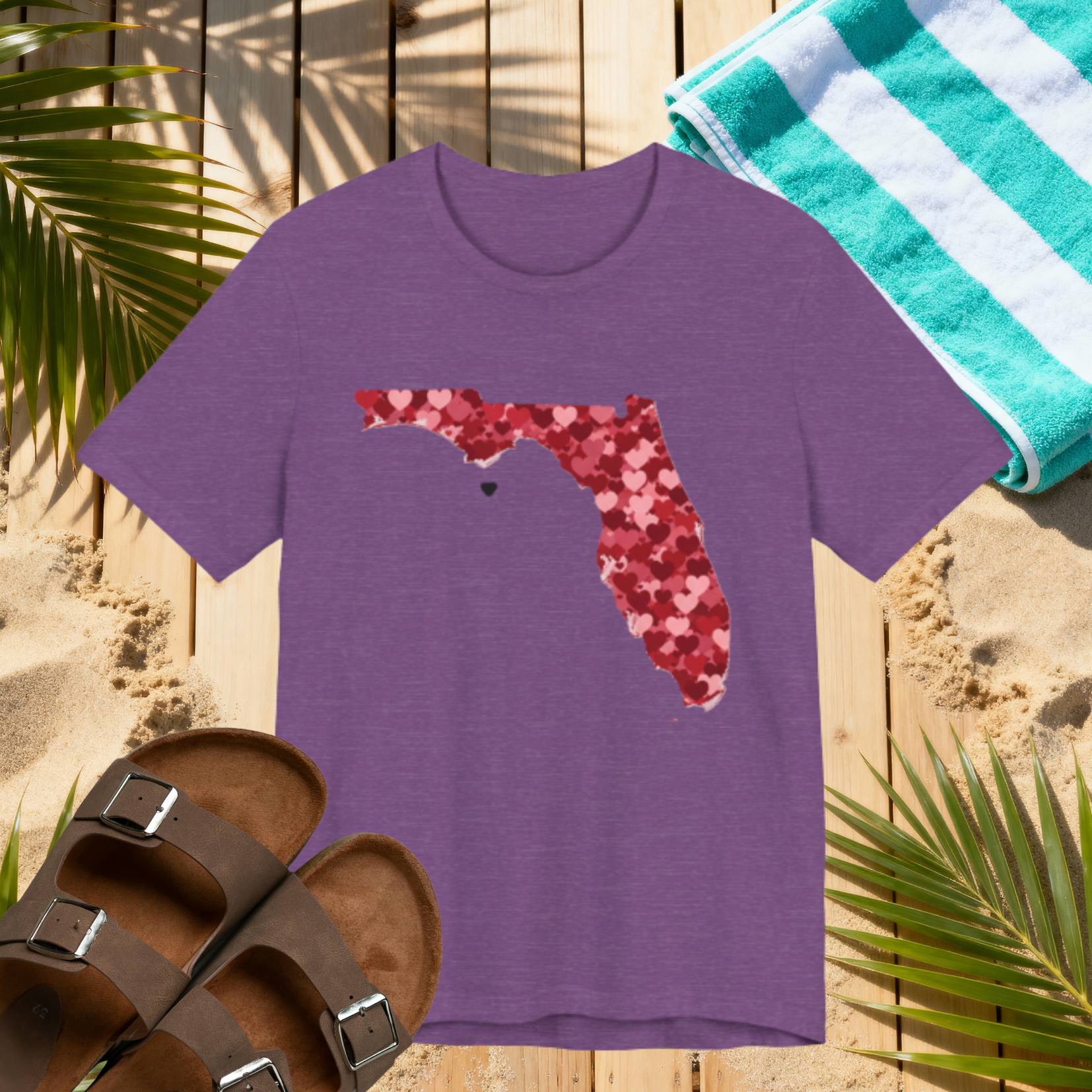 Florida Valentine’s Day Shirt – Heart Map Sunshine State Tee