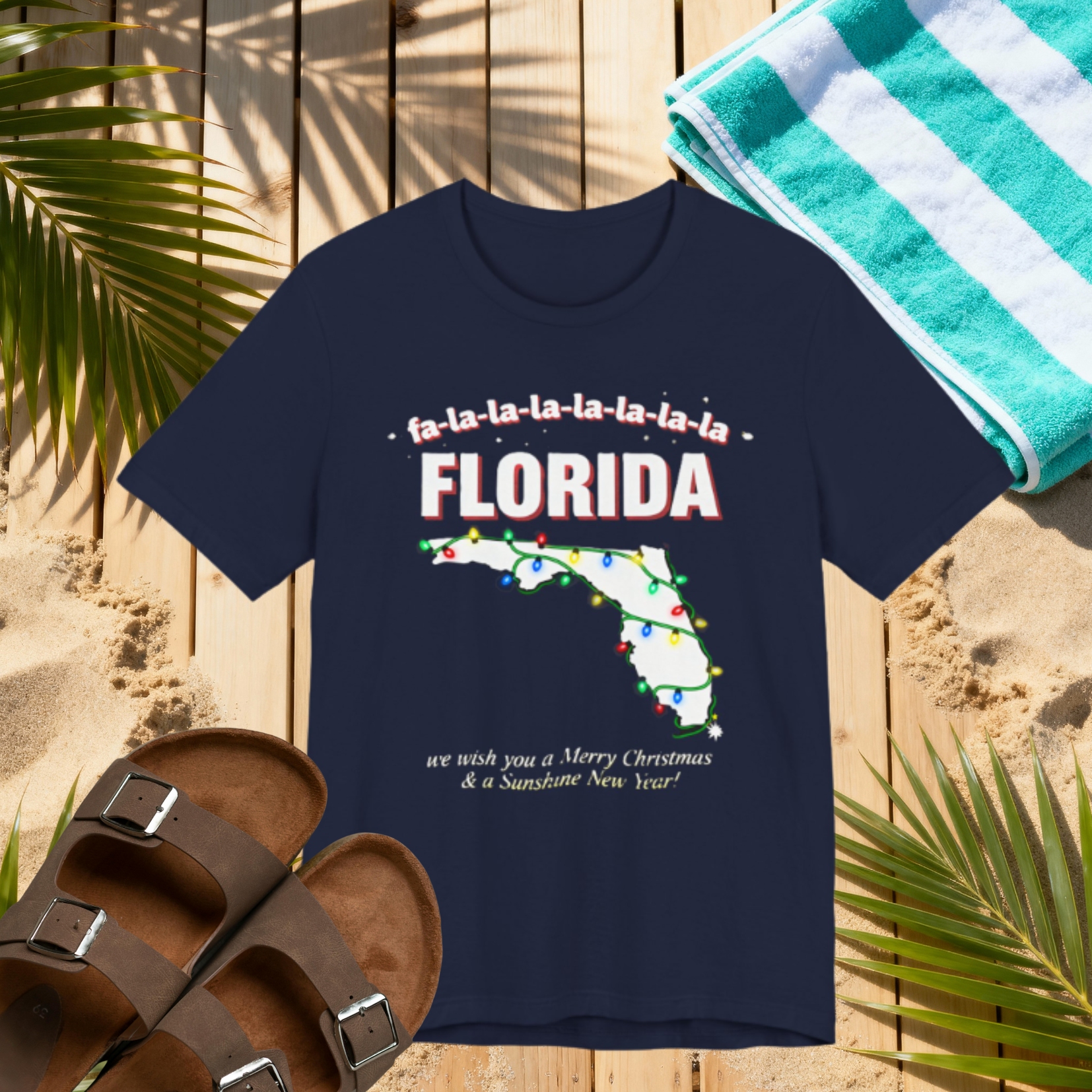 Fa La La La Florida Christmas Shirt – Funny Sunshine State Holiday Tee | Festive Lights & Palm Tree Humor T-Shirt Please Note: (Sizes may run slightly small)