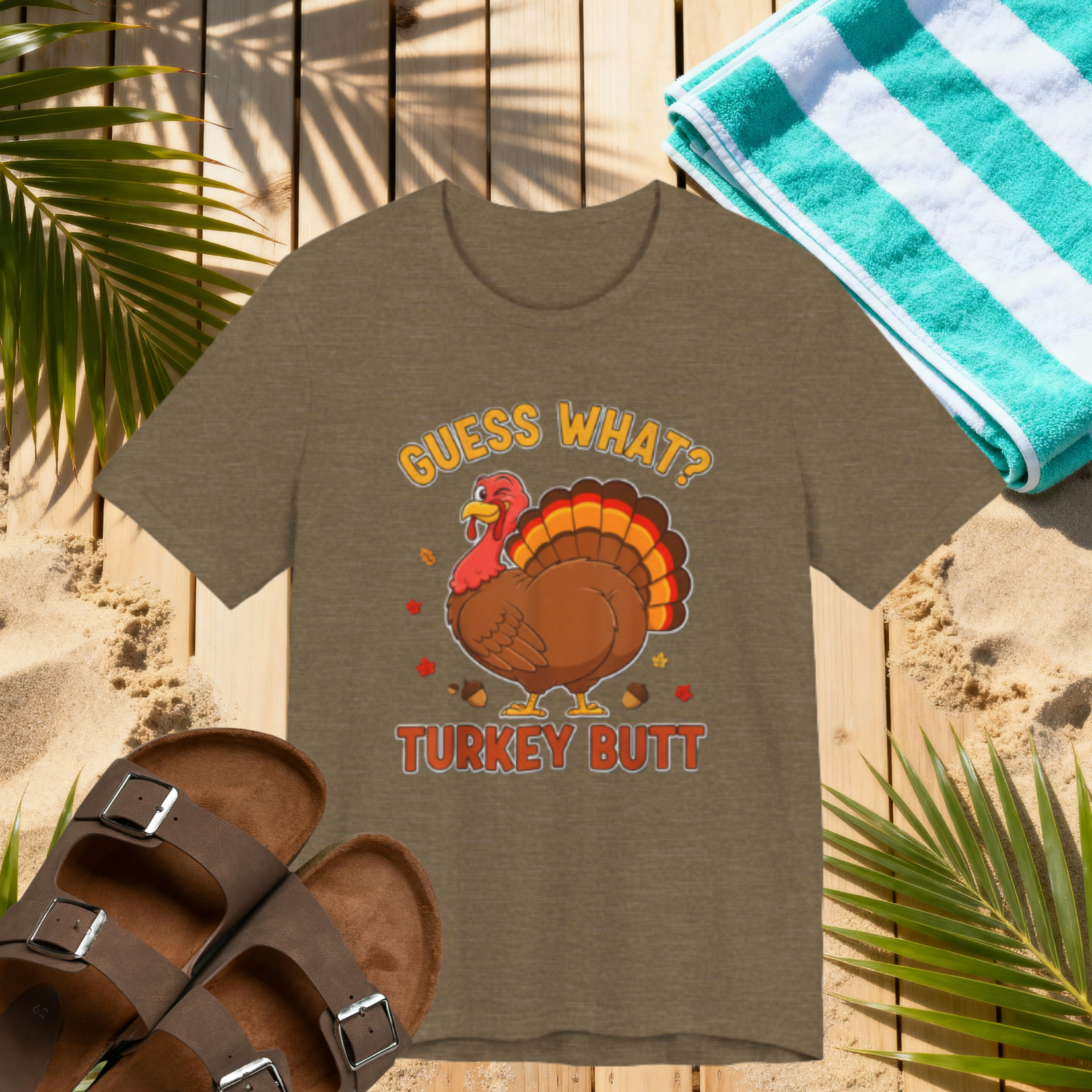 Guess What Turkey Butt Shirt – Funny Thanksgiving Tee | Cute Turkey Humor T-Shirt for Fall & Holiday Feasts Please Note: (Sizes may run slightly small)