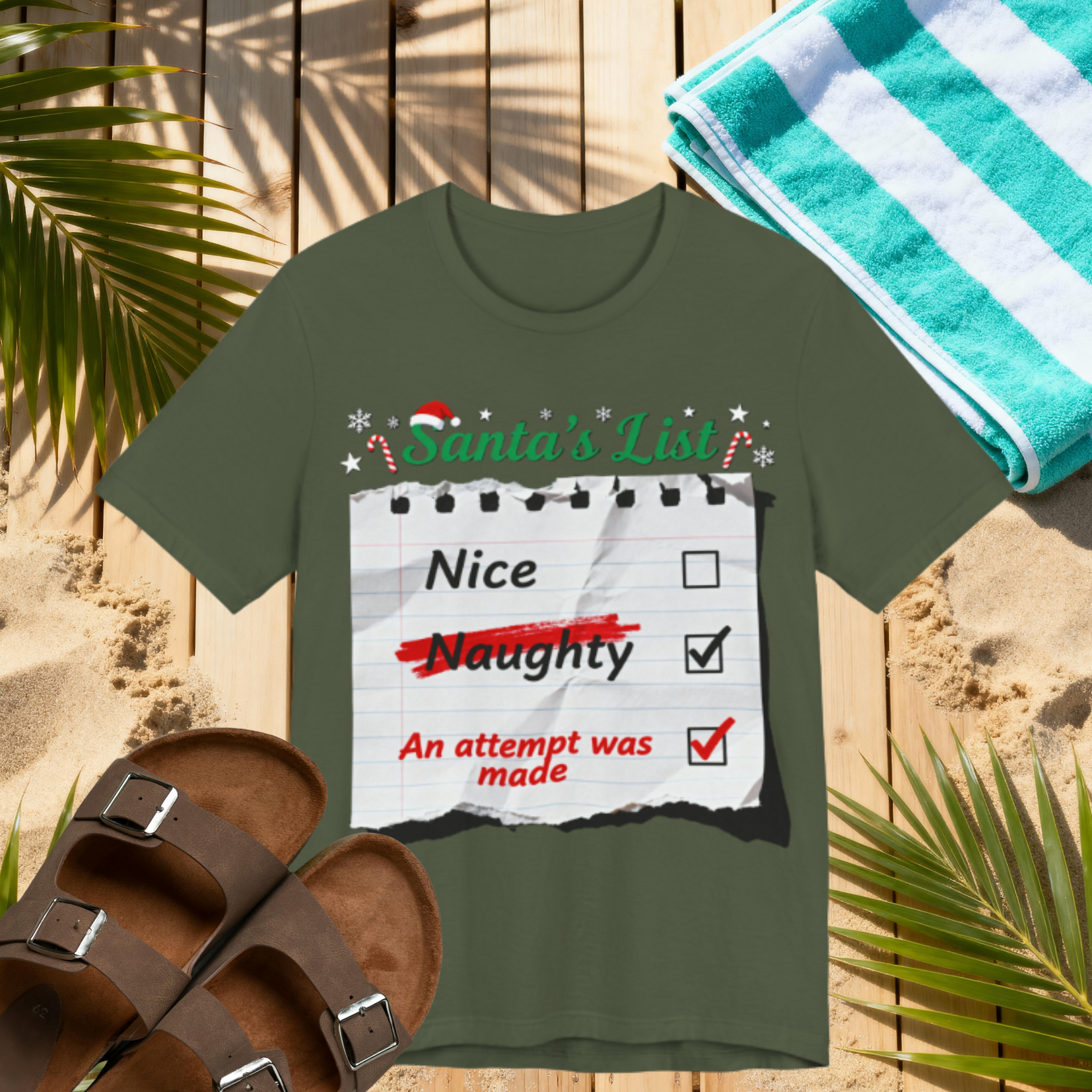 Santa’s List Shirt – Funny Christmas “An Attempt Was Made” Tee | Naughty or Nice Holiday Humor T-Shirt Please Note: (Sizes may run slightly small)