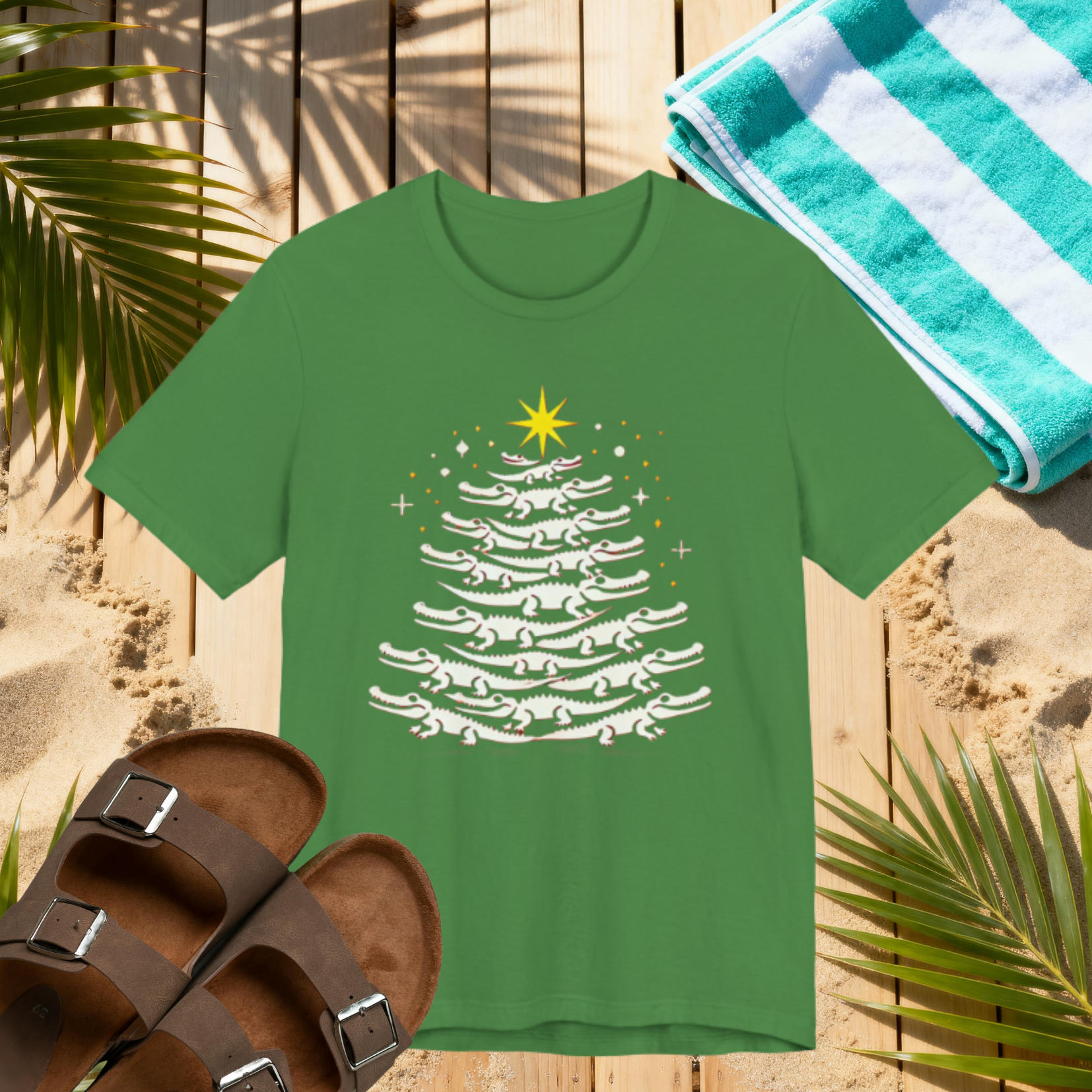 Florida Gator Christmas Tree Shirt – Funny Alligator Holiday Tee | Southern Christmas T-Shirt Please Note: (Sizes may run slightly small)