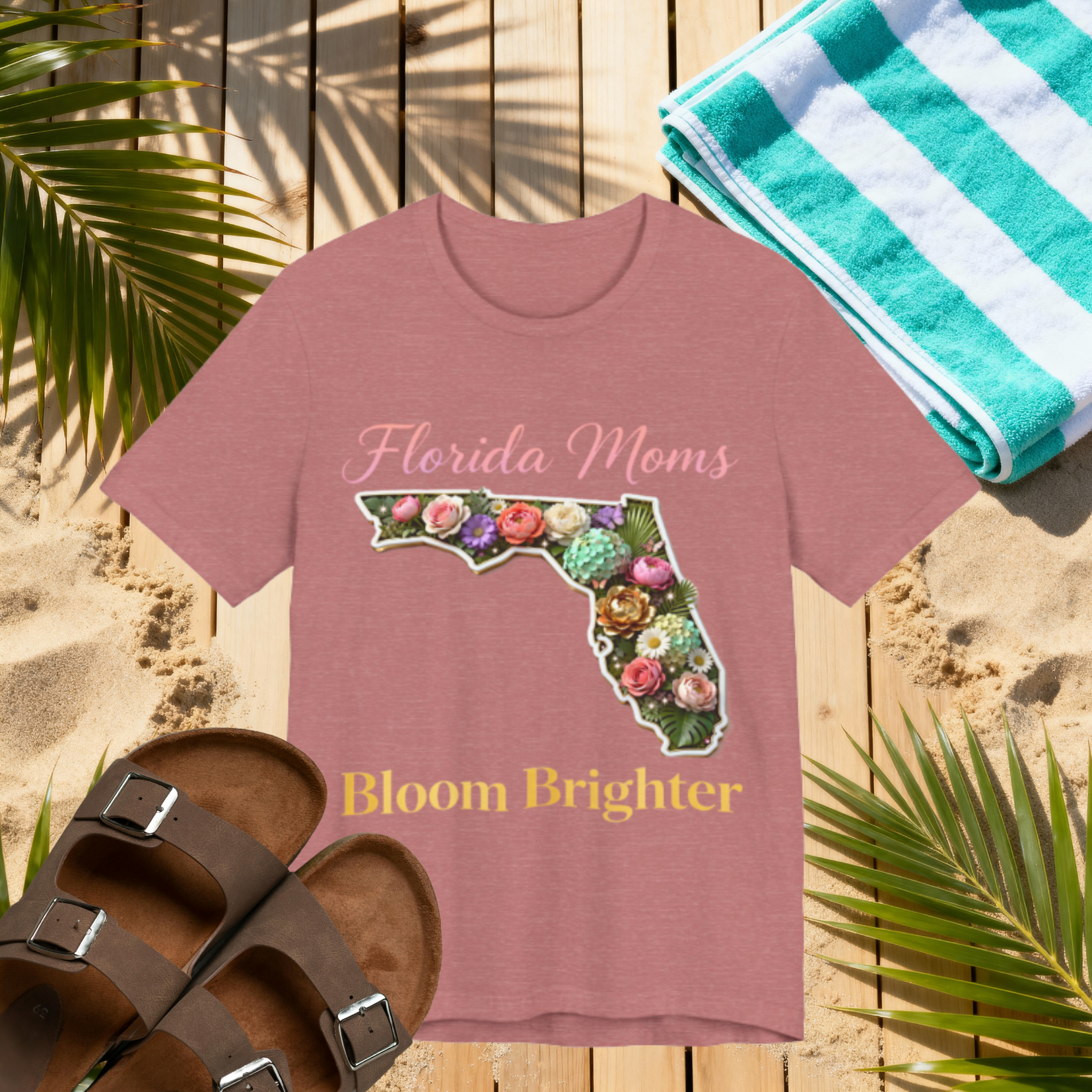 Florida Moms Bloom Brighter Shirt – Floral Mother’s Day Tee | Sunshine State Mom Gift T-Shirt Please Note: (Sizes may run slightly small)