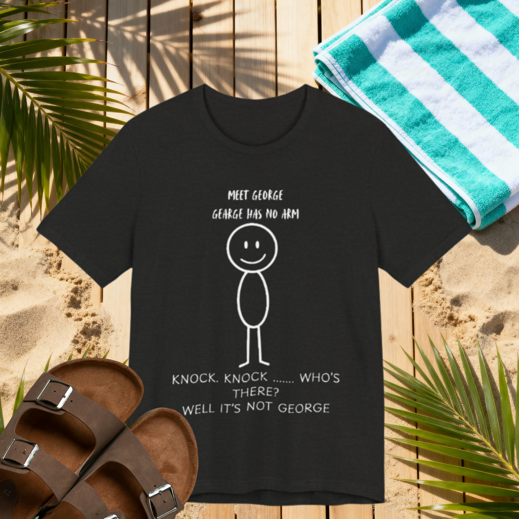 Meet George Stick Figure Tee – Dark Humor Knock-Knock Joke T-Shirt Please Note: (Sizes may run slightly small)