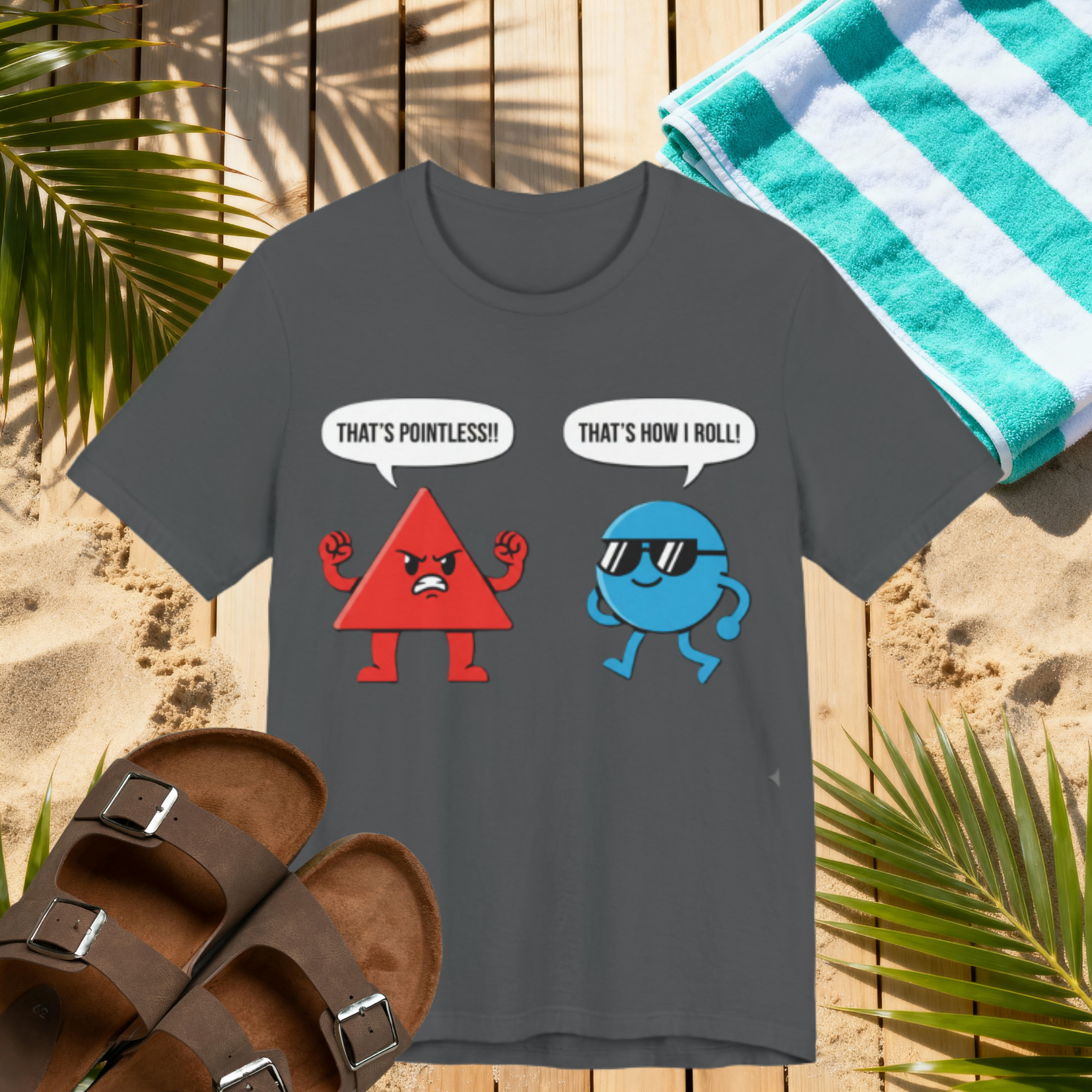 That’s Pointless / That’s How I Roll Tee – Funny Triangle & Circle Pun T-Shirt Please Note: (Sizes may run slightly small)