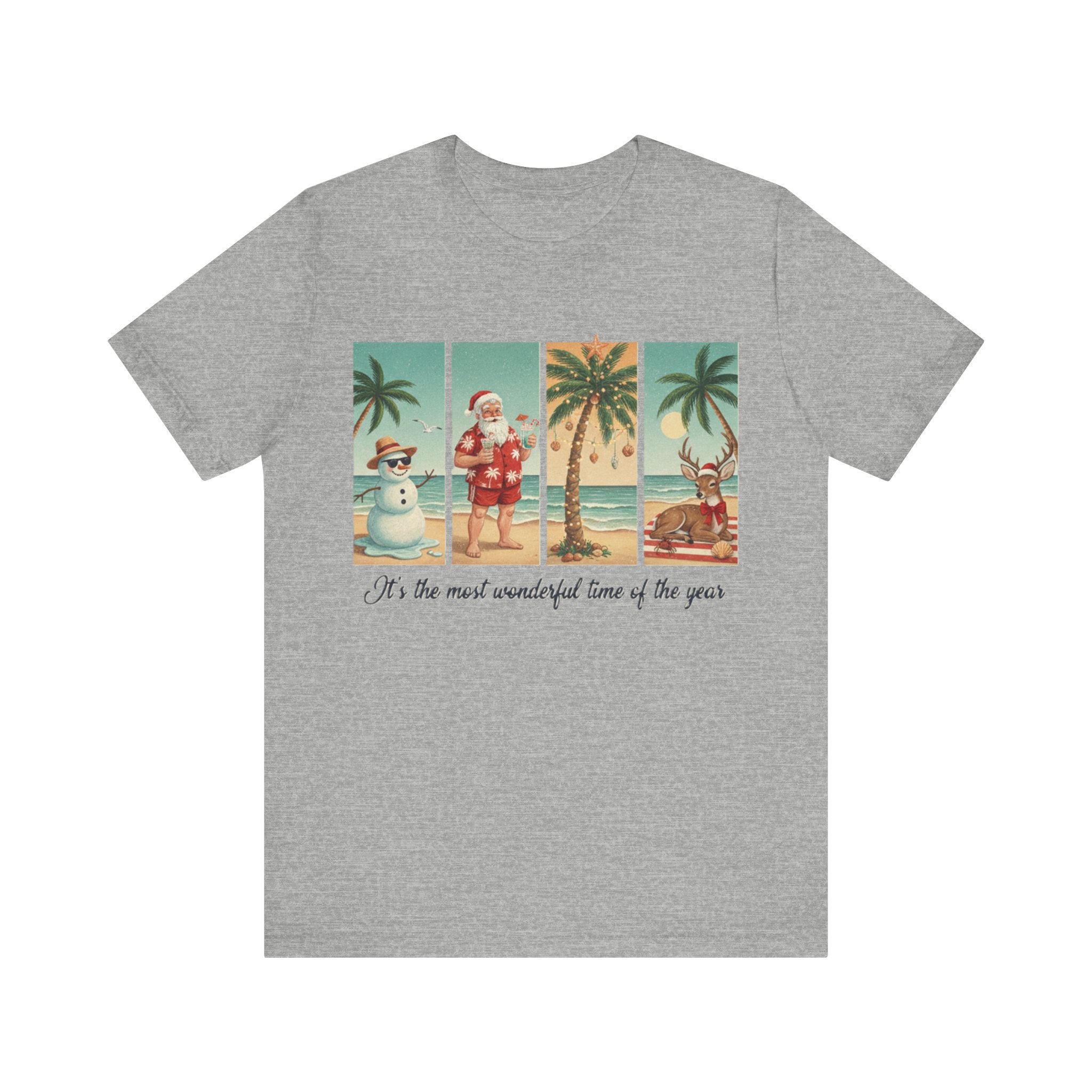 Florida Christmas Beach Shirt – Tropical Holiday Santa, Snowman & Reindeer Tee