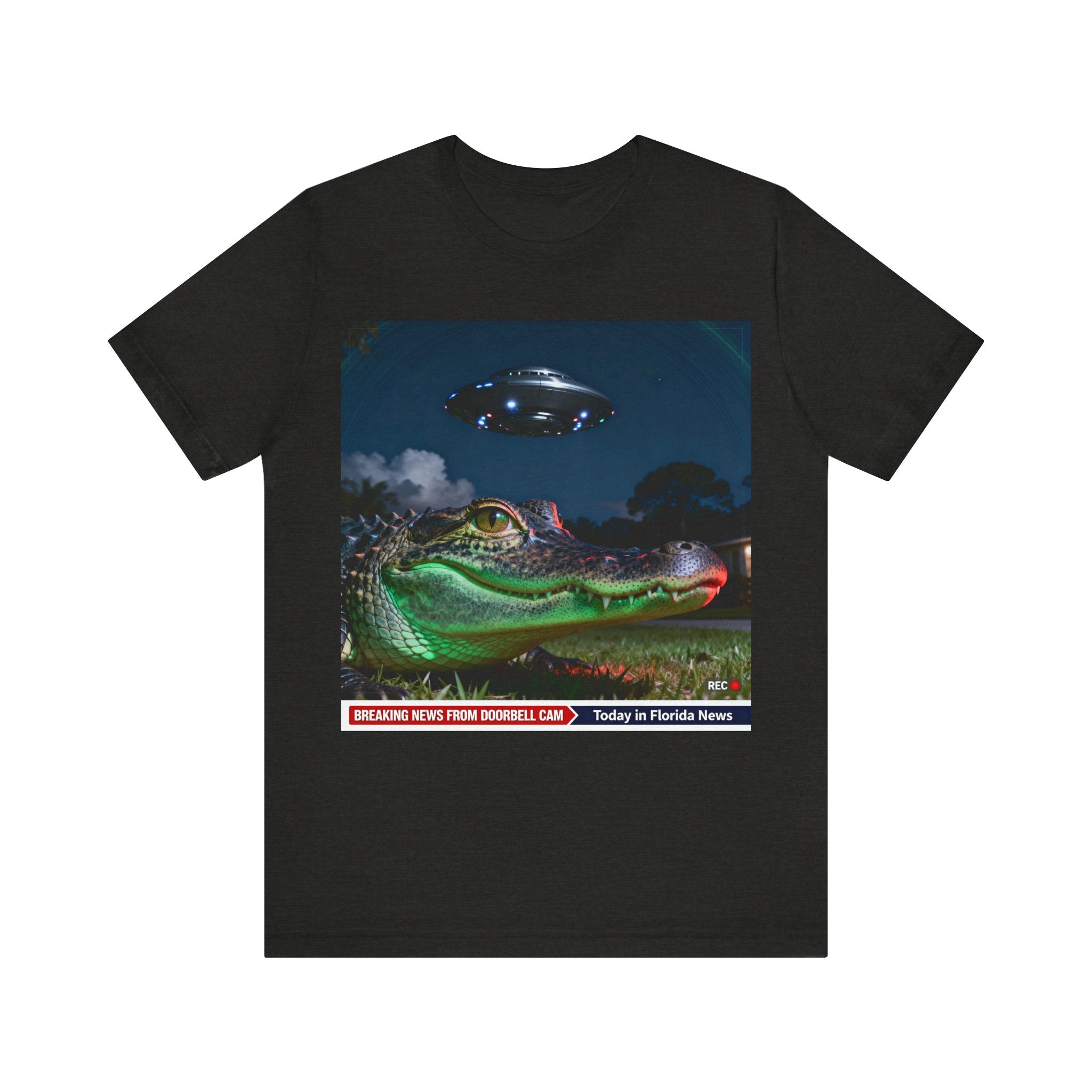 Florida Gator UFO Shirt – Funny “Doorbell Cam Breaking News” Tee | Alien Encounter Florida Man T-Shirt Please Note: (Sizes may run slightly small)