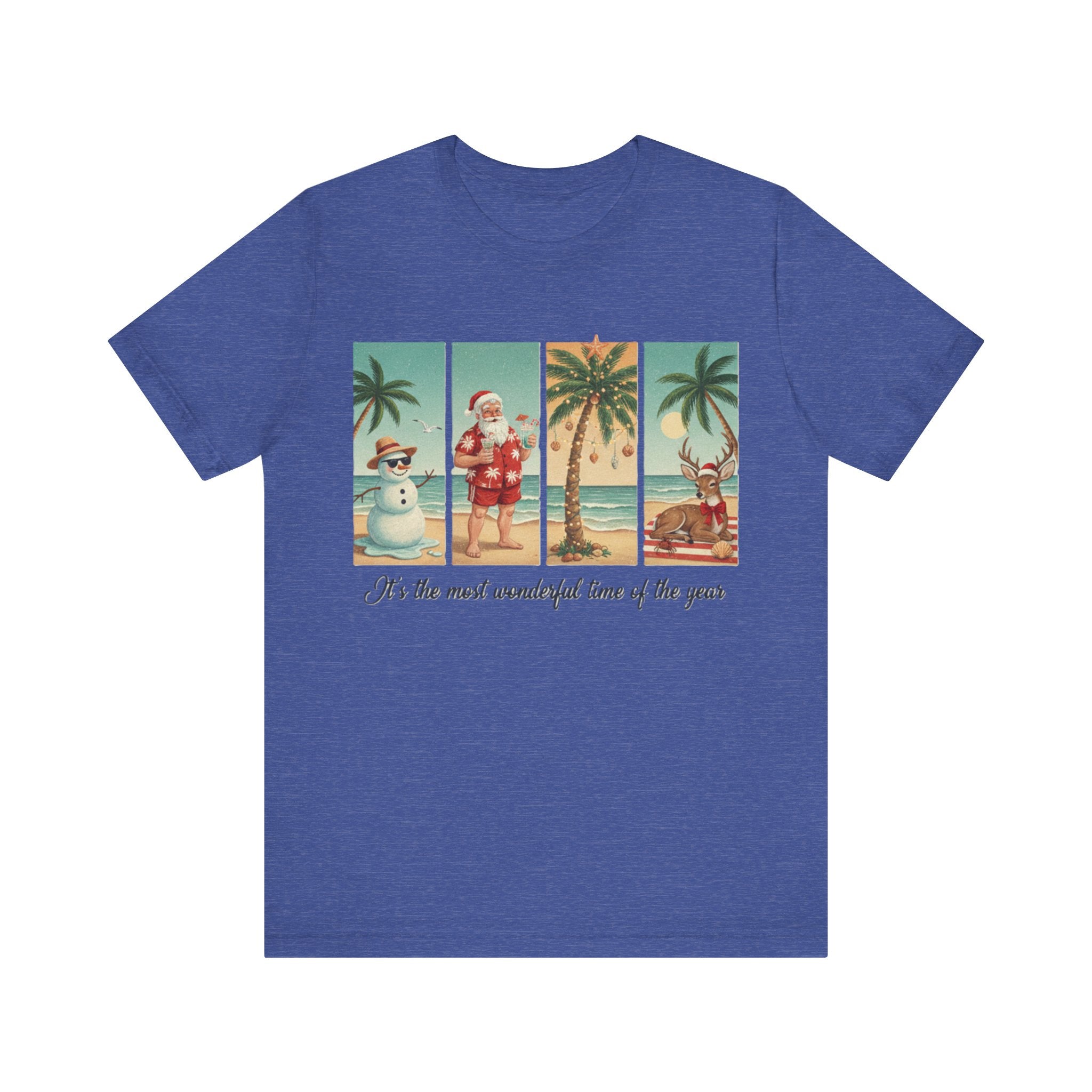 Florida Christmas Beach Shirt – Tropical Holiday Santa, Snowman & Reindeer Tee