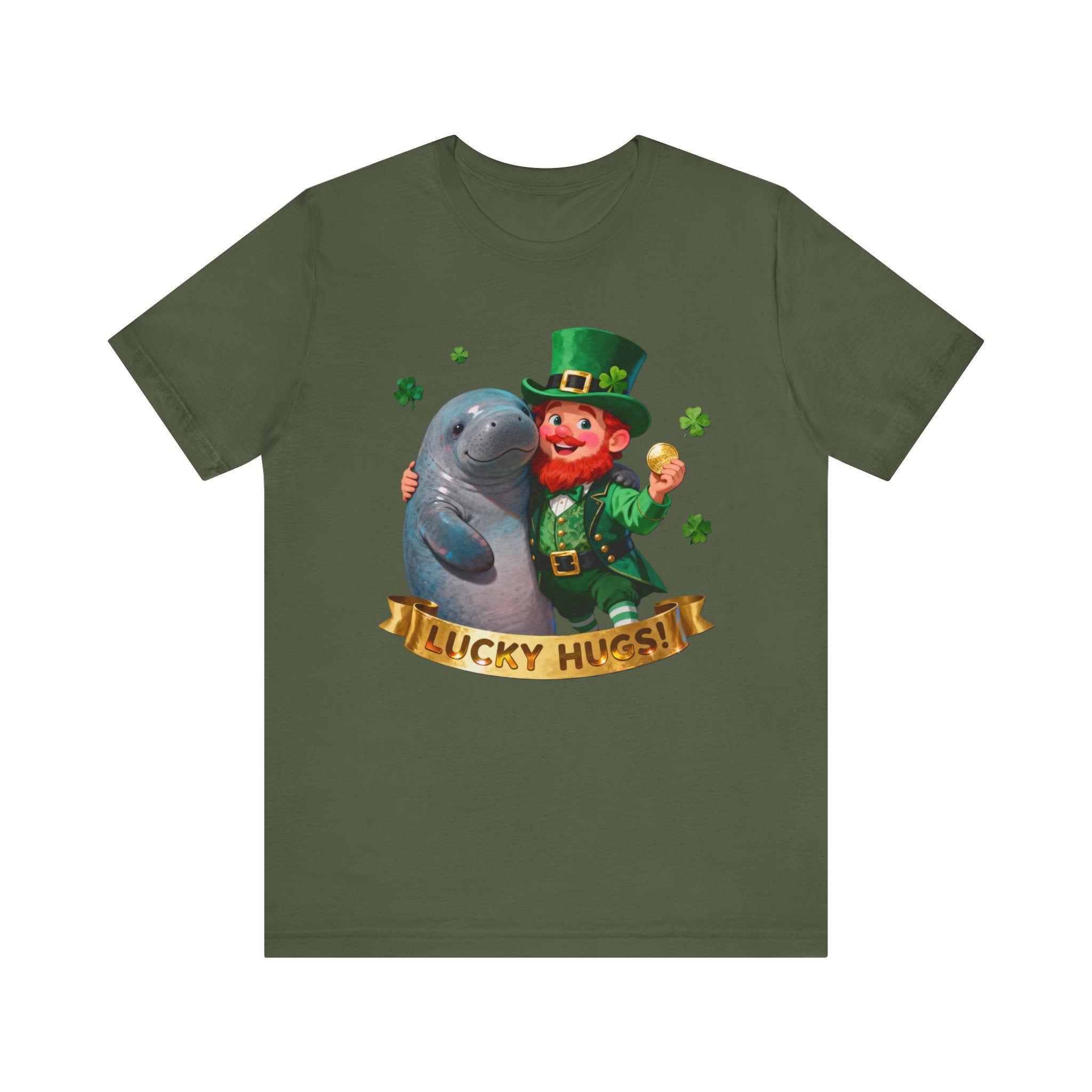 Lucky Hugs Shirt – Funny St. Patrick’s Day Manatee & Leprechaun Tee | Cute Irish Florida T-Shirt Please Note: (Sizes may run slightly small)