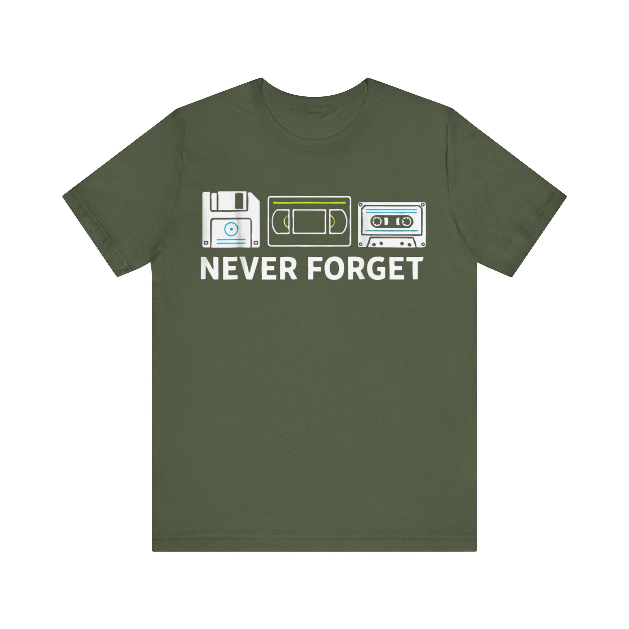 Never Forget Retro Tech Tee – Floppy Disk, VHS & Cassette Tape Nostalgia T-Shirt Please Note: (Sizes may run slightly small)