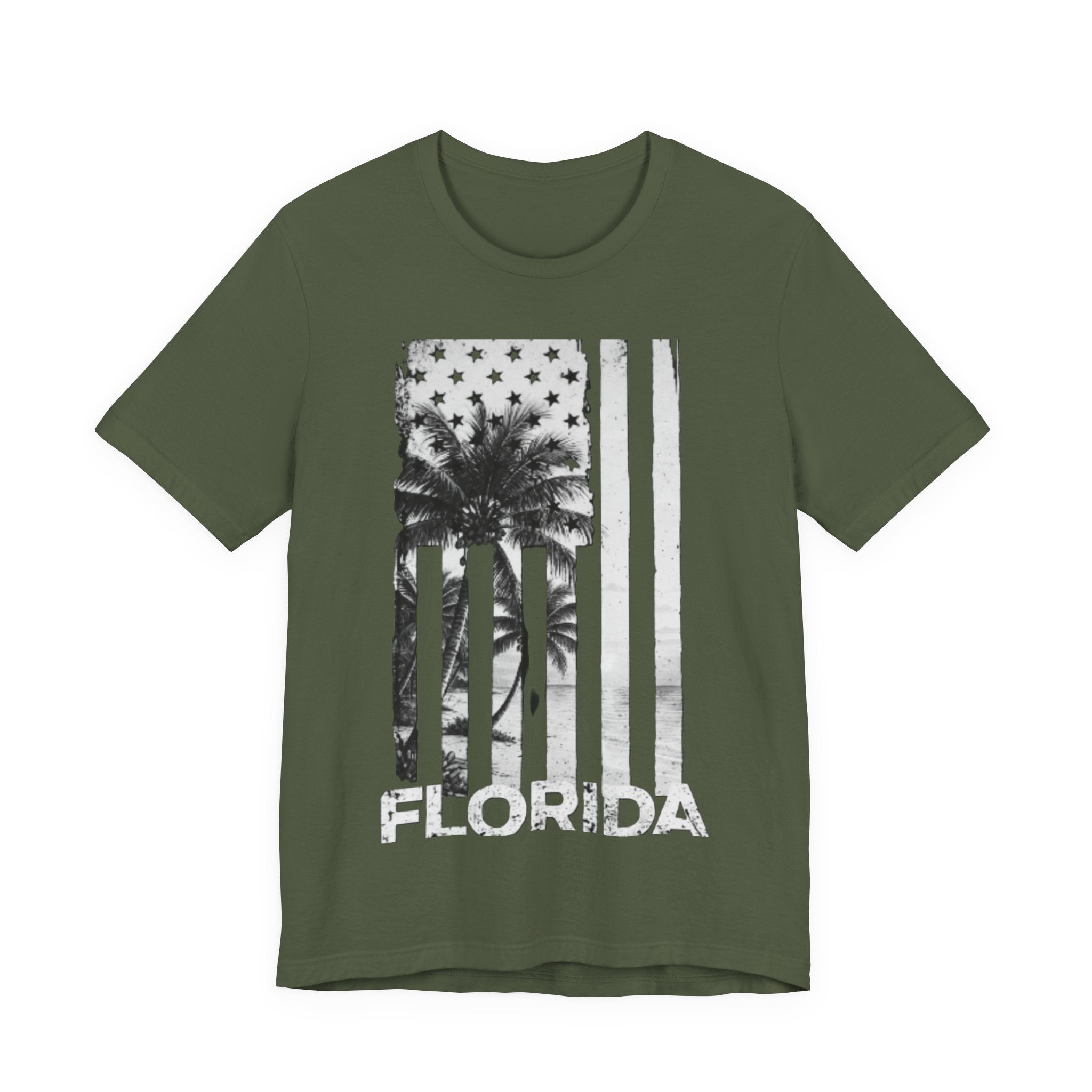 Distressed Black & White Palm Tree Beach Tee